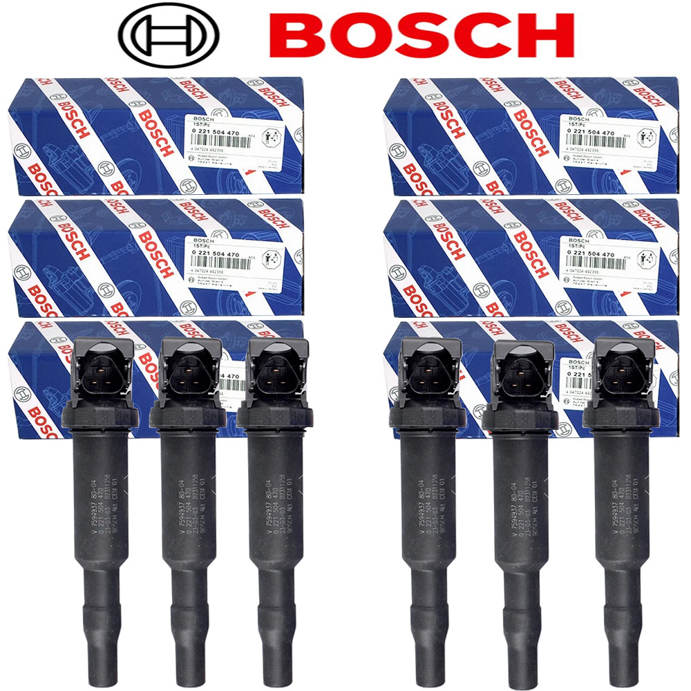 6x OEM BOSCH Ignition Coil Set W/ Connector Boot For BMW 5 6 7 x5 x6 0221504470