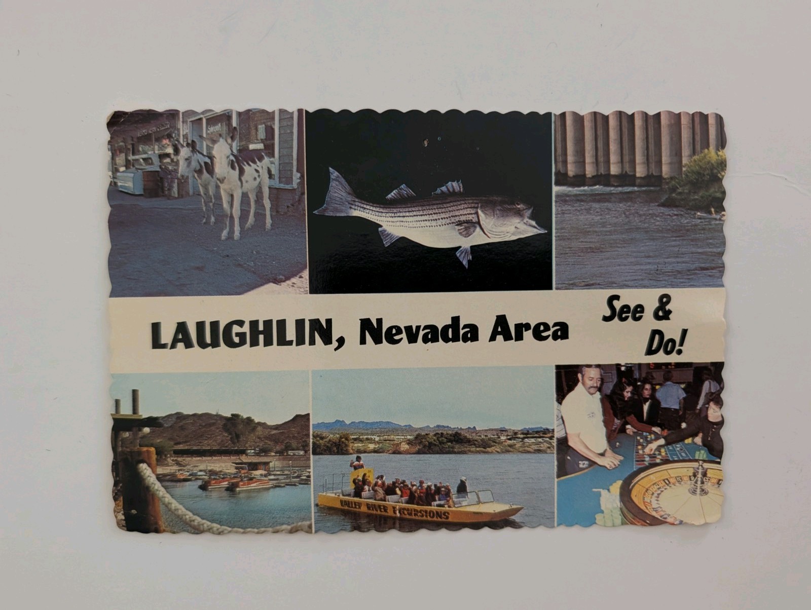 Vintage 1982 Laughlin Nevada NV Souvenir Postcard Fishing & Casino Vintage 1982 Laughlin Nevada NV Souvenir Postcard Fishing & Casino