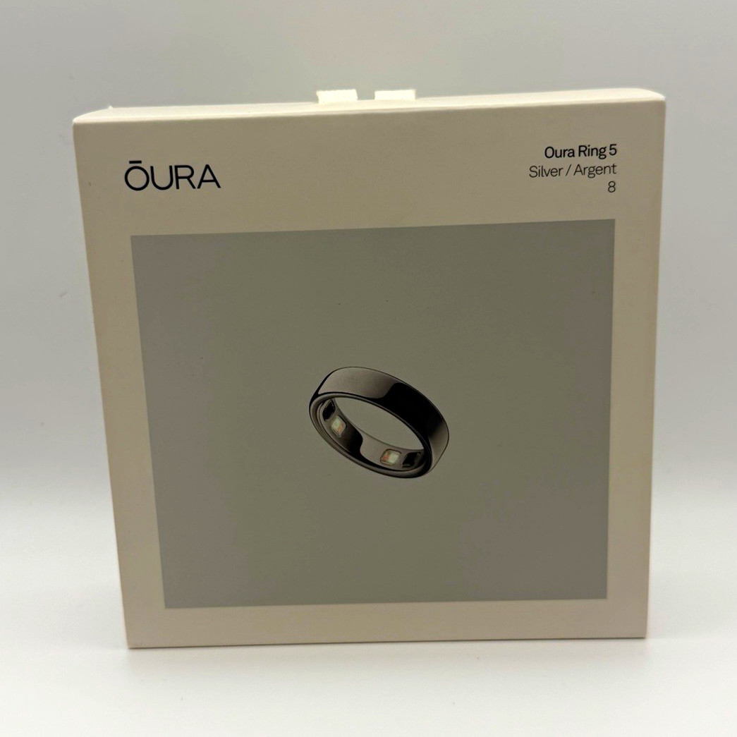 Oura Ring 5 Silver Size 8 Titanium Smart Ring Activity Tracker Bluetooth Oura Ring 5 Silver Size 8 Titanium Smart Ring Activity Tracker Bluetooth