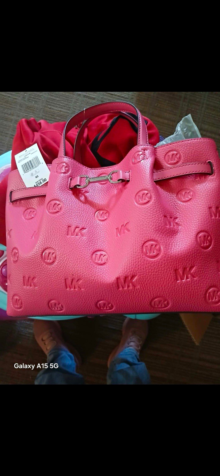 Michael Kors Pink Pebbled Logo Satchel Top Handle Buckle Silver Hardware Michael Kors Pink Pebbled Logo Satchel Top Handle Buckle Silver Hardware