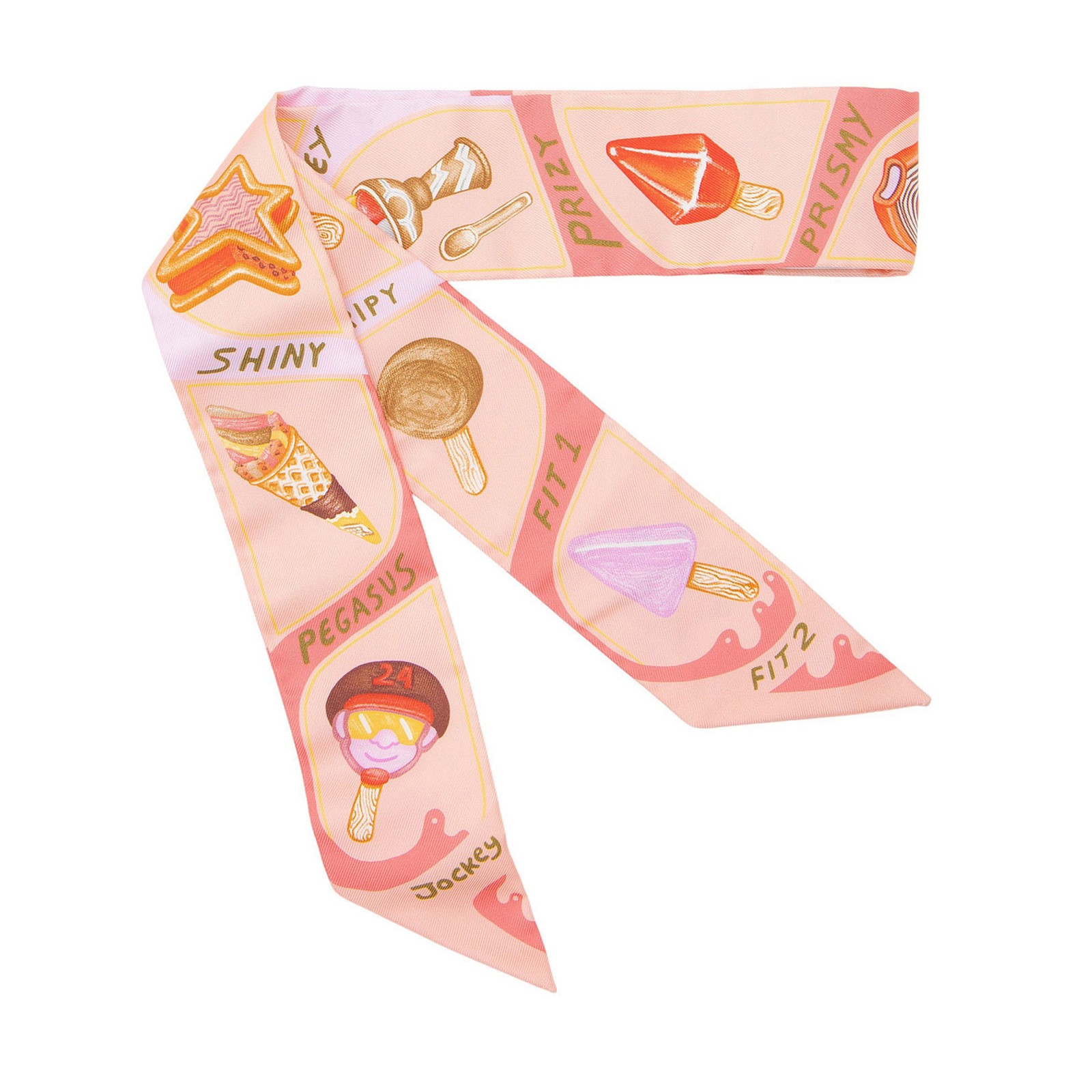 Hermes Silk Funny Ice Cream Twilly Scarf