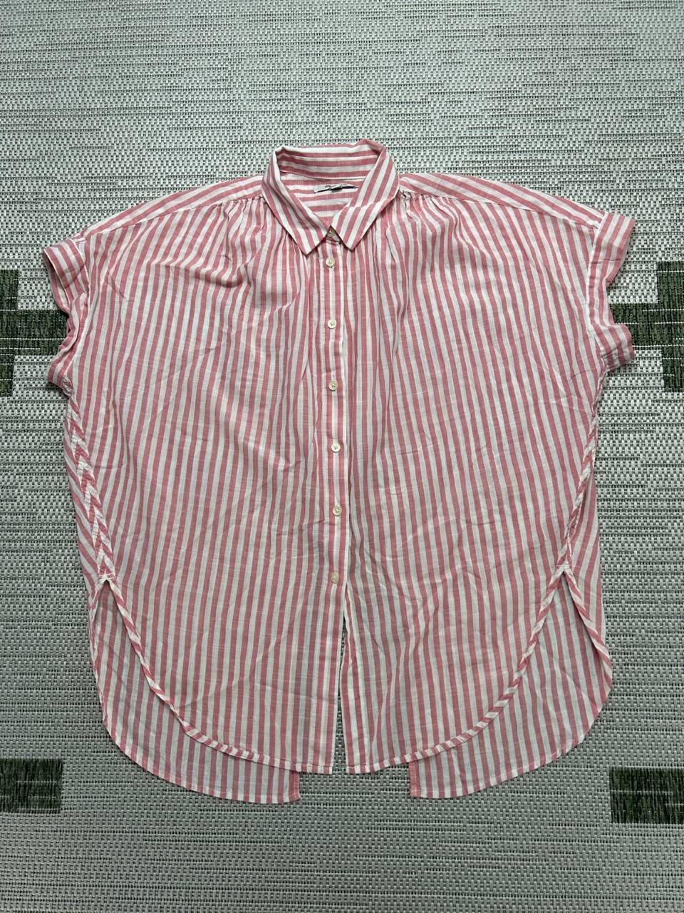 Madewell Shirt Womens Small Pink White Cotton Button Up Blouse 