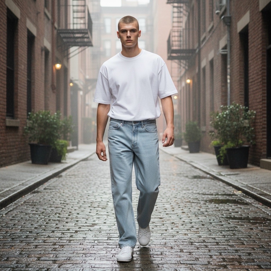 A.P.C. Jean Achille Light Blue Wide Leg Denim Jeans Mens 34 24H1-COHAR-H09212