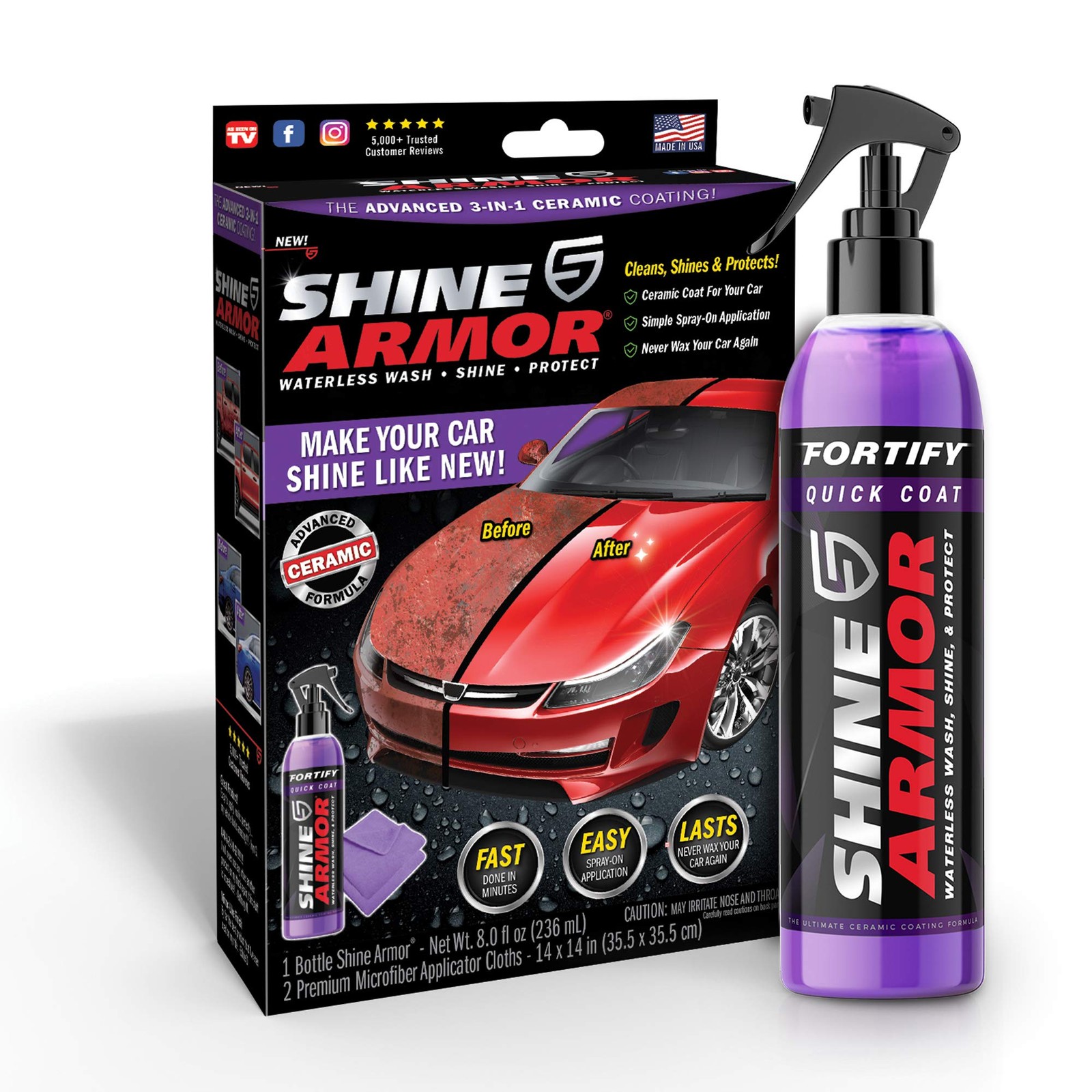 SHINE ARMOR Fortify Quick Coat High Performance Ceramic Coating, 2 Piece Set SHINE ARMOR Fortify Quick Coat High Performance Ceramic Coating, 2 Piece Set
