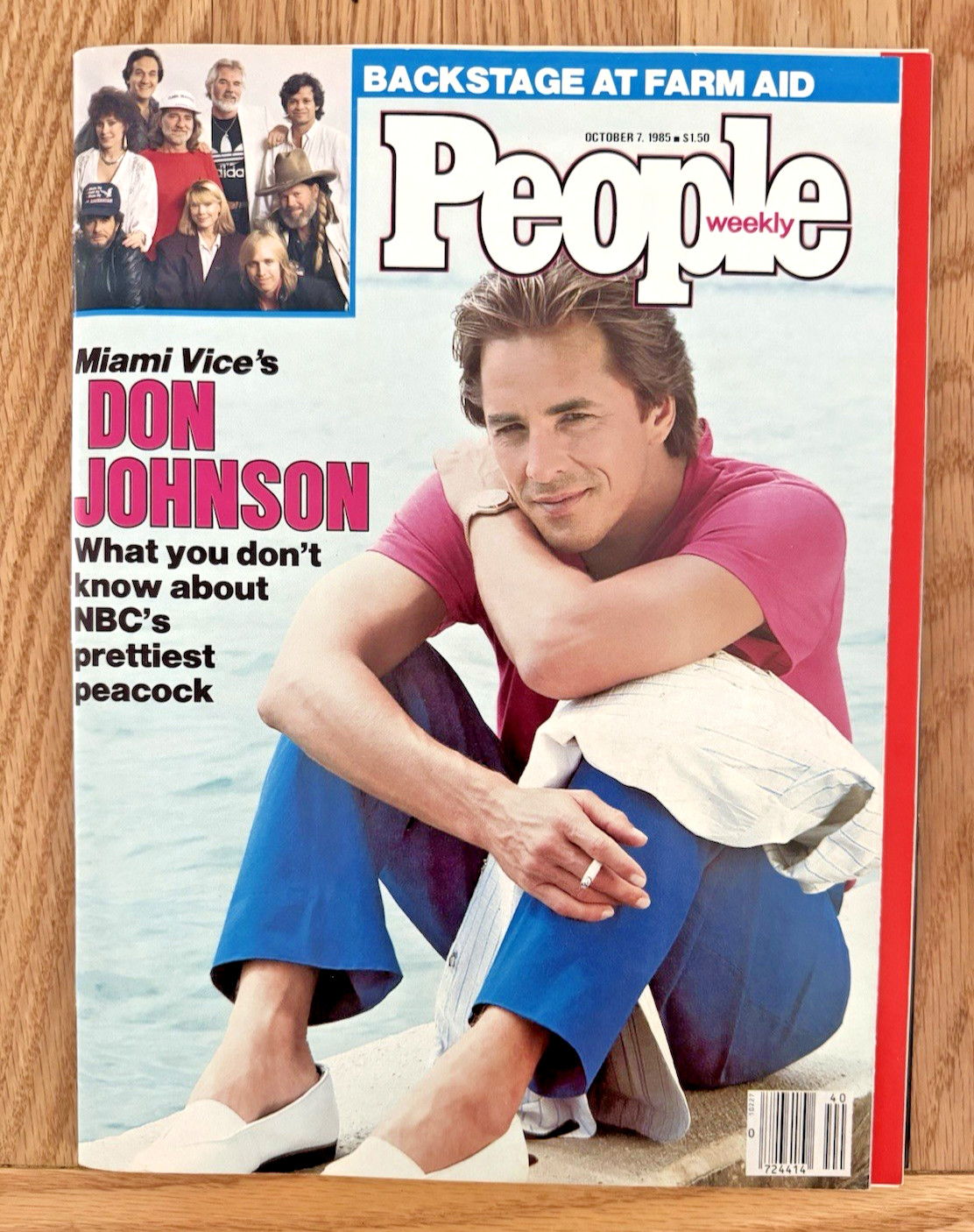 Pristine Vintage 1985 People Magazine Miami Vice Don Johnson + Farm Aid