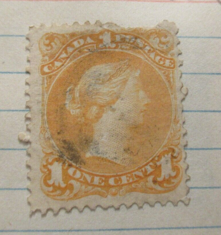 1868-1876 Antique Stamp, Canada SC#22, 1 Cent, from Estate Collection