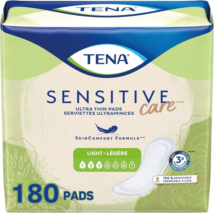 Tena Sensitive Care Ultra Thin Light Bladder Control Pads, 9 in, 180 ct