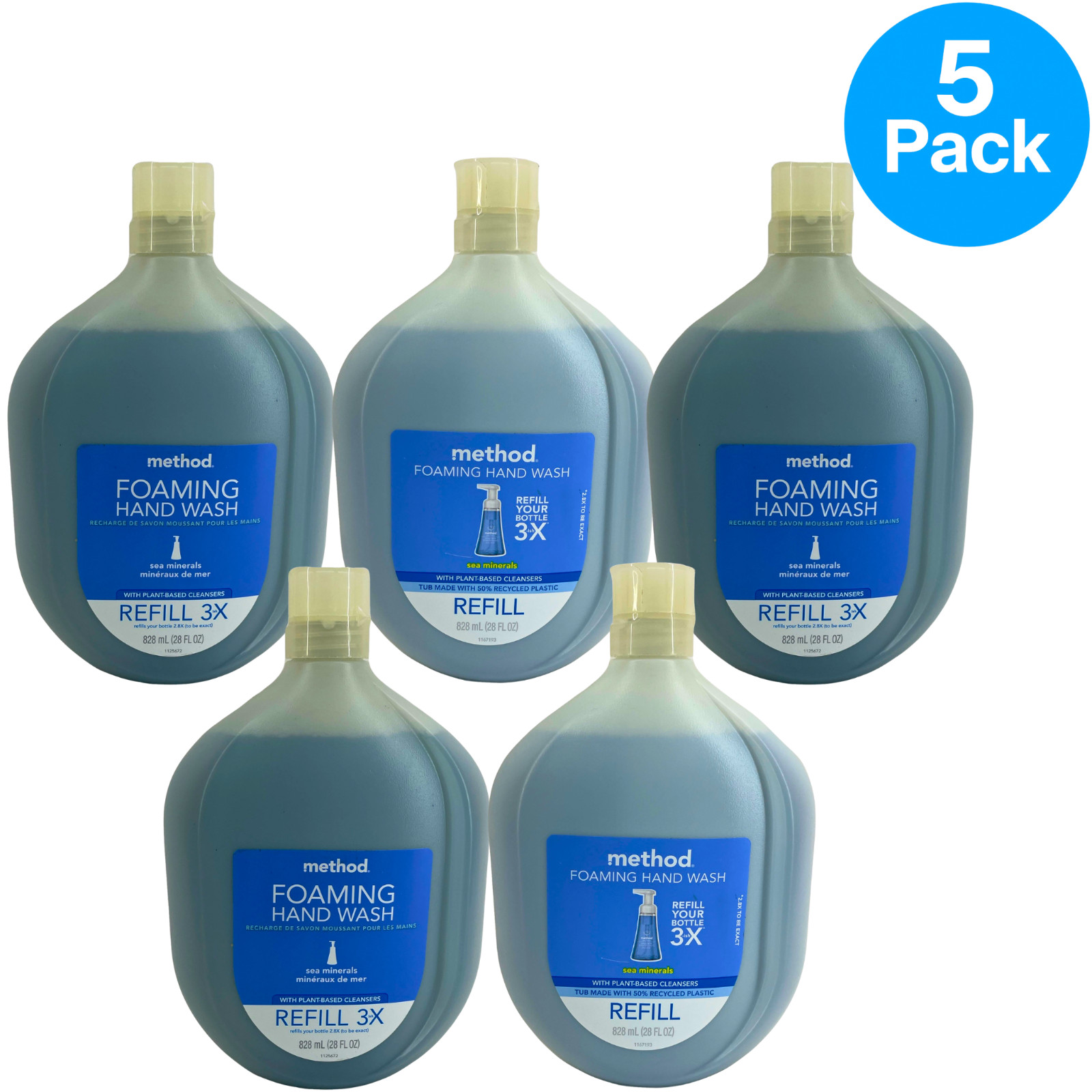 Method Foaming Hand Wash Refill Sea Minerals 28 oz 5 Pack New