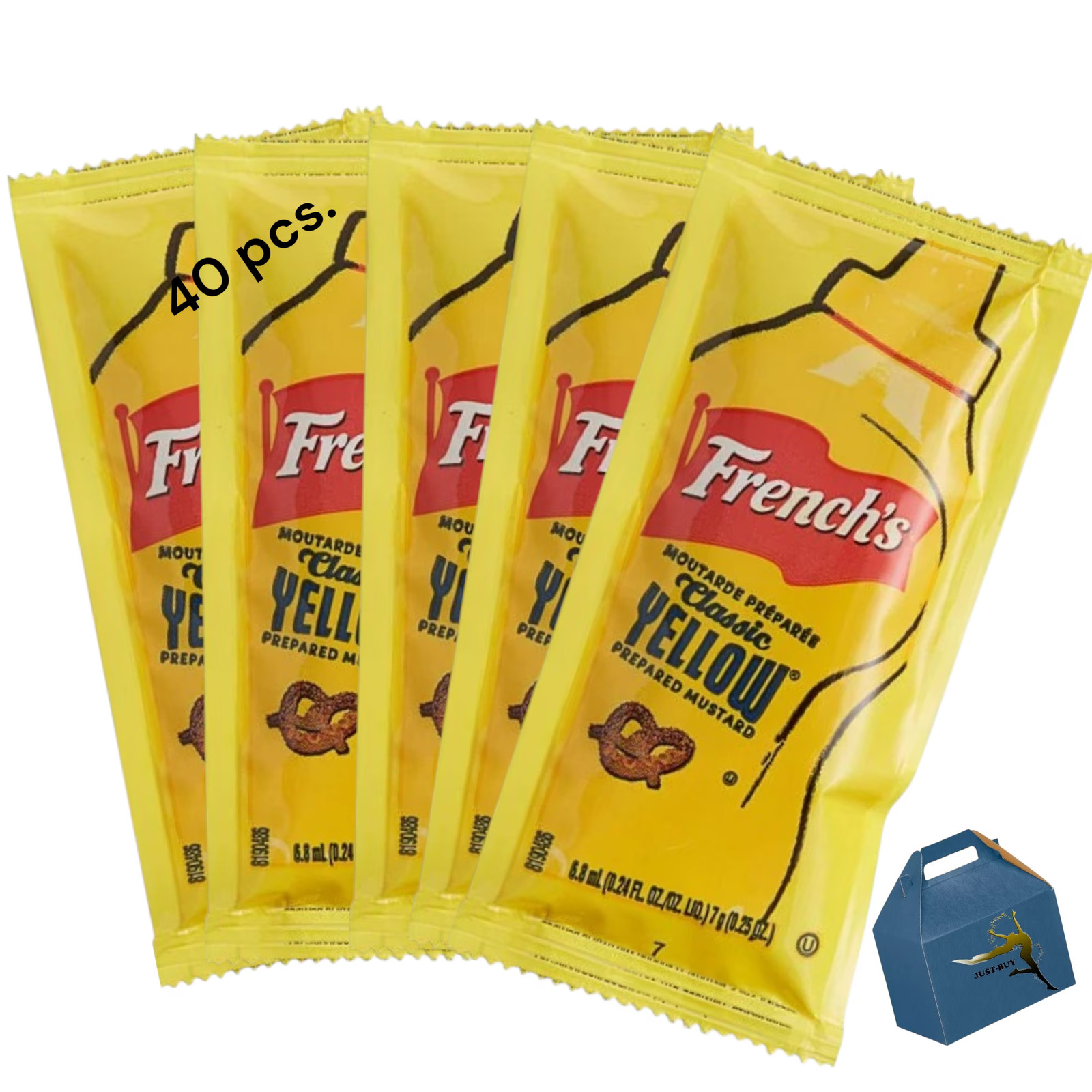 French\'s Classic Yellow Mustard Portion Packet Single Serve 40 Pcs 7 Gr