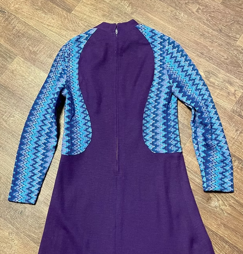 Vintage Dresses | 1960s Vintage Aubergine Knit Mini Dress