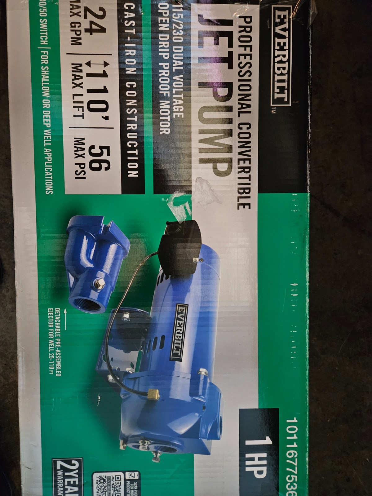 Everbilt 1 HP Professional Convertible Jet Pump NEW OPEN BOX
