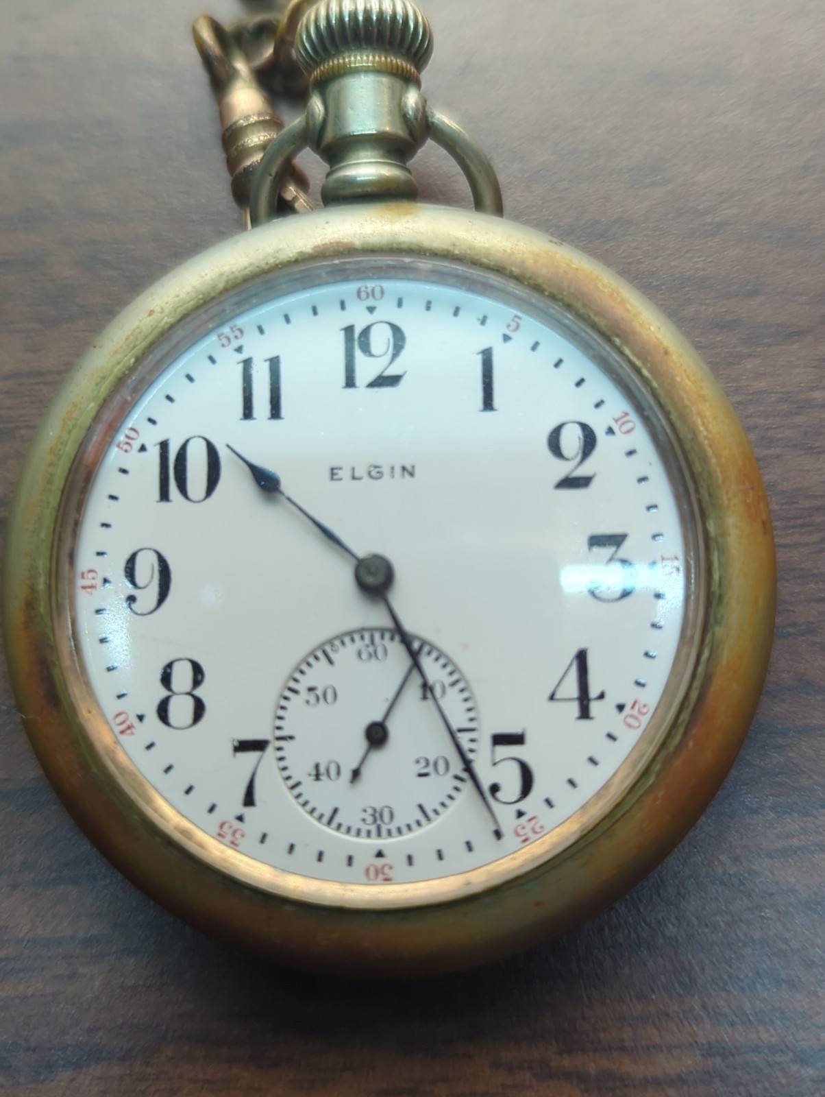 Antique Vintage Elgin Pocket Watch With Chain Compass For Parts Or Repair Antique Vintage Elgin Pocket Watch With Chain Compass For Parts Or Repair