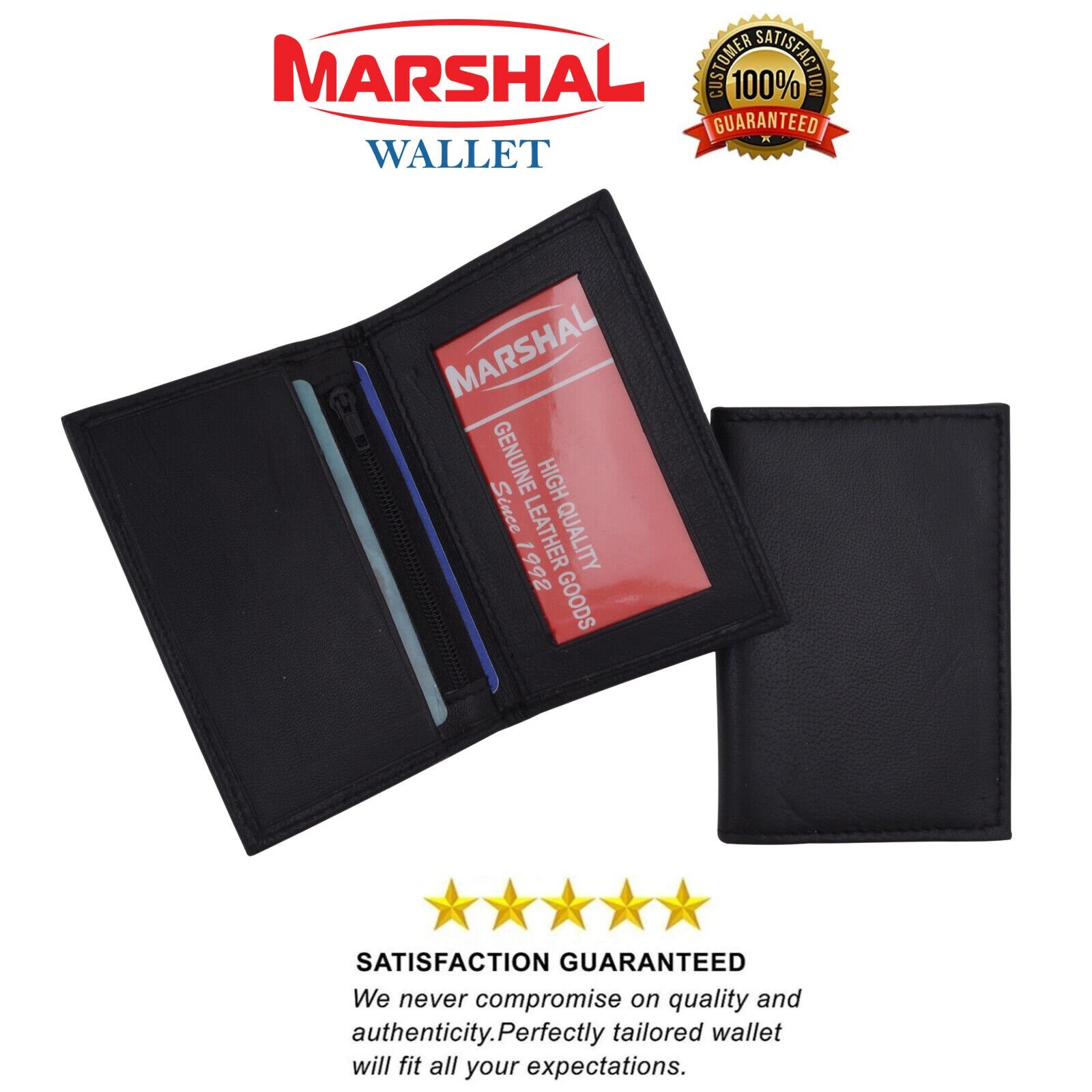 Slim Thin Mens Genuine Leather Bifold ID Window Wallet Credit Card Holder Black