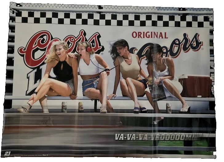 Vtg 2001 Coors Original 4 Sexy Women At Race Track “Va-Va-Vroom” Beer Poster Vtg 2001 Coors Original 4 Sexy Women At Race Track “Va-Va-Vroom” Beer Poster