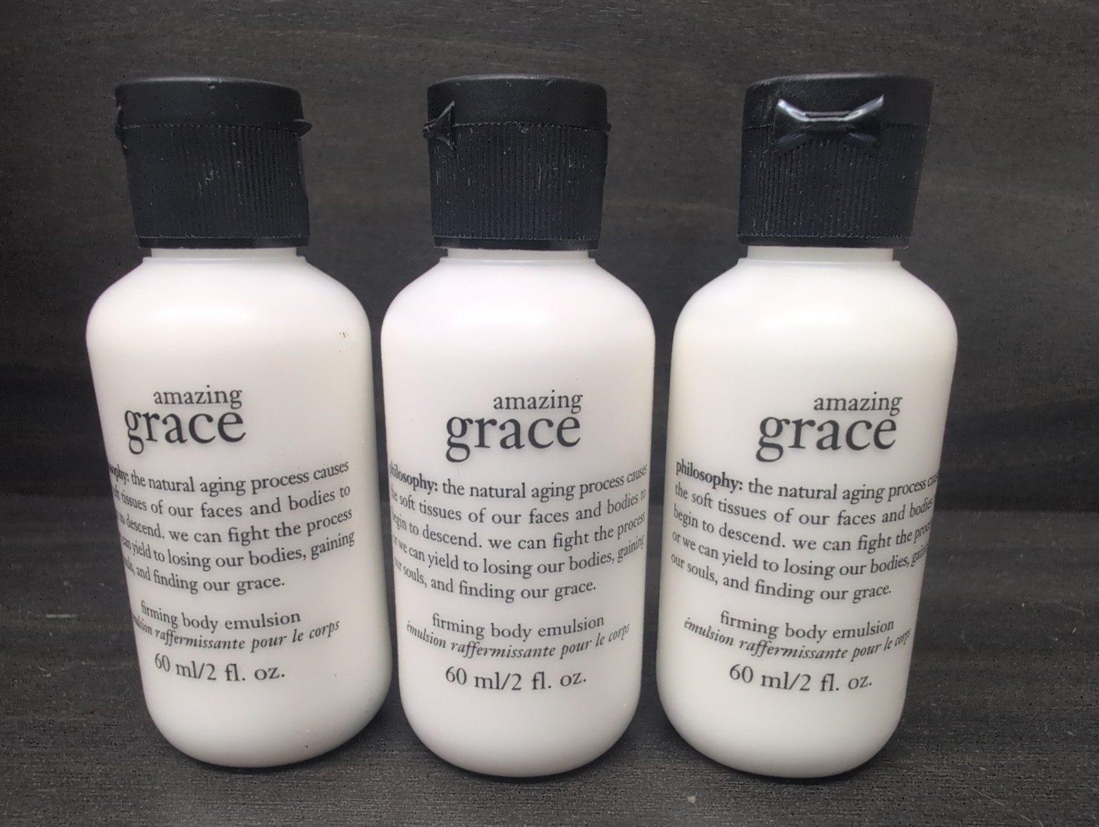 Lot of 3 Philosophy Amazing Grace Firming Body Emulsion 2 oz Travel Size Lot of 3 Philosophy Amazing Grace Firming Body Emulsion 2 oz Travel Size