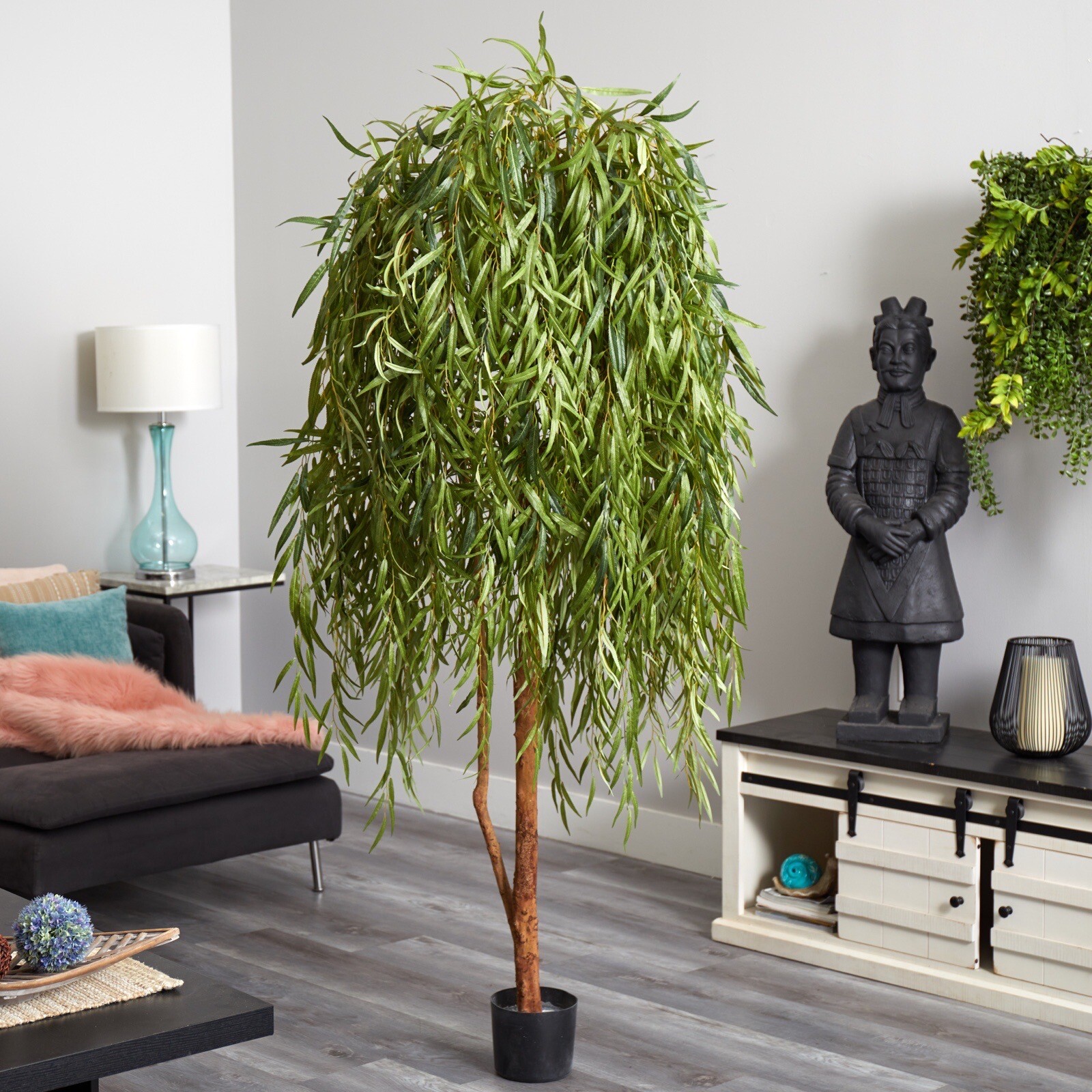 7’ Willow Artificial Tree (Real Touch) w/ Natural Trunk Home Decor. Retail $422 7’ Willow Artificial Tree (Real Touch) w/ Natural Trunk Home Decor. Retail $422