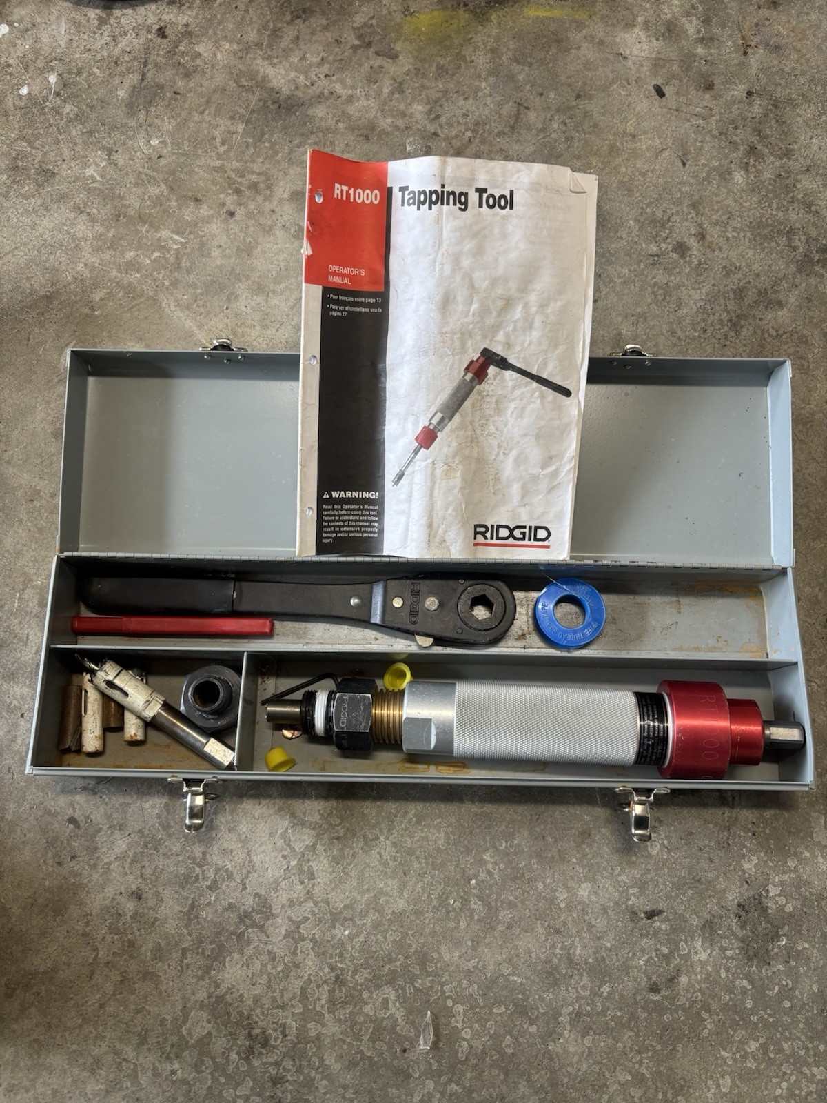 RIDGID RT1000 Tapping Tool Pipe Hot Tap Kit Ratchet Case Accessories UNTESTED