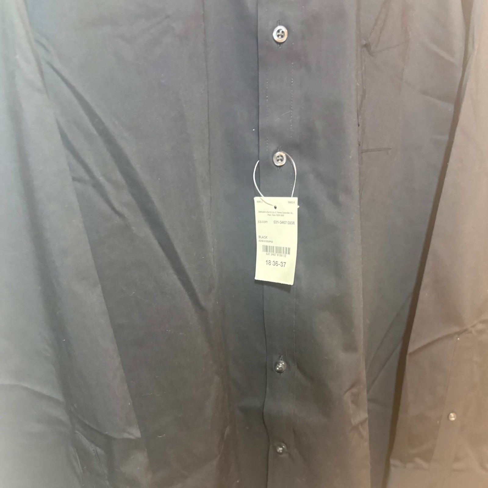 Stafford Travel Easy-Care Broadcloth Dress Shirt Men\'s 18 36-37 Black Fitted NWT