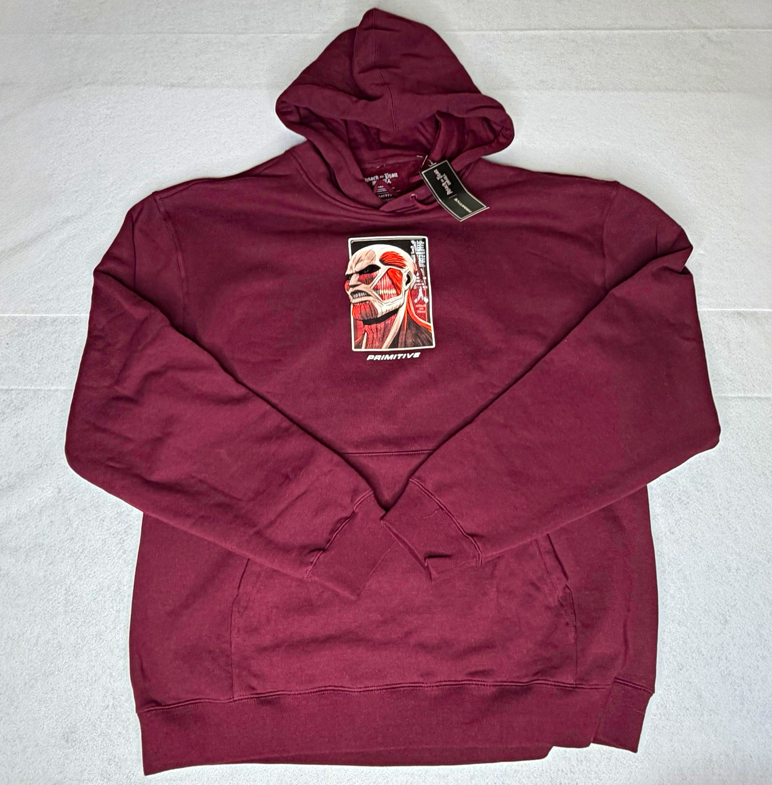 Primitive x Attack on Titan Men’s Pullover Hoodie w/ Pockets Burgundy XL Primitive x Attack on Titan Men’s Pullover Hoodie w/ Pockets Burgundy XL