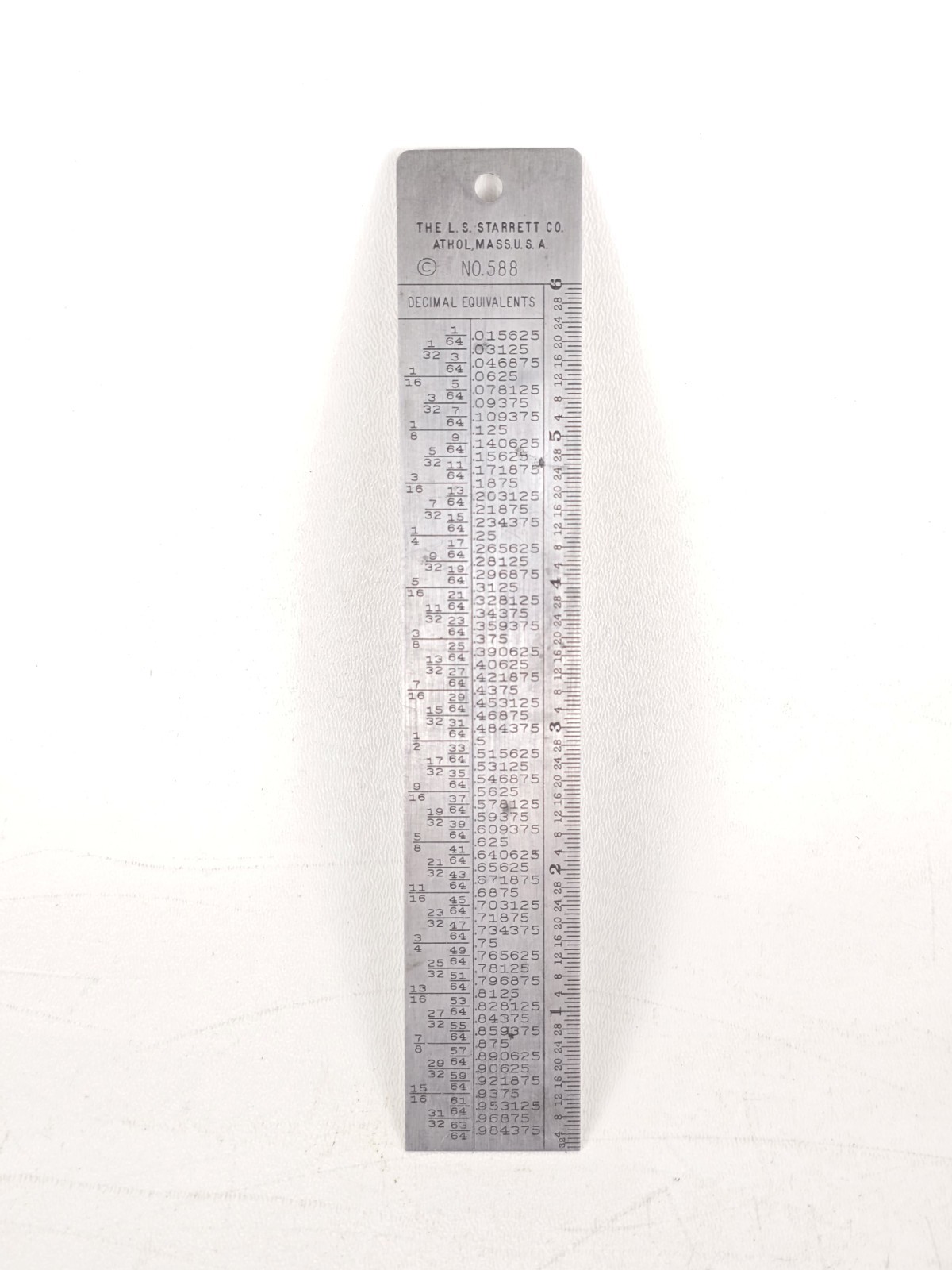 VINTAGE STARRETT NO. 588 READY REFERENCE TABLE WITH RULE USA VINTAGE STARRETT NO. 588 READY REFERENCE TABLE WITH RULE USA