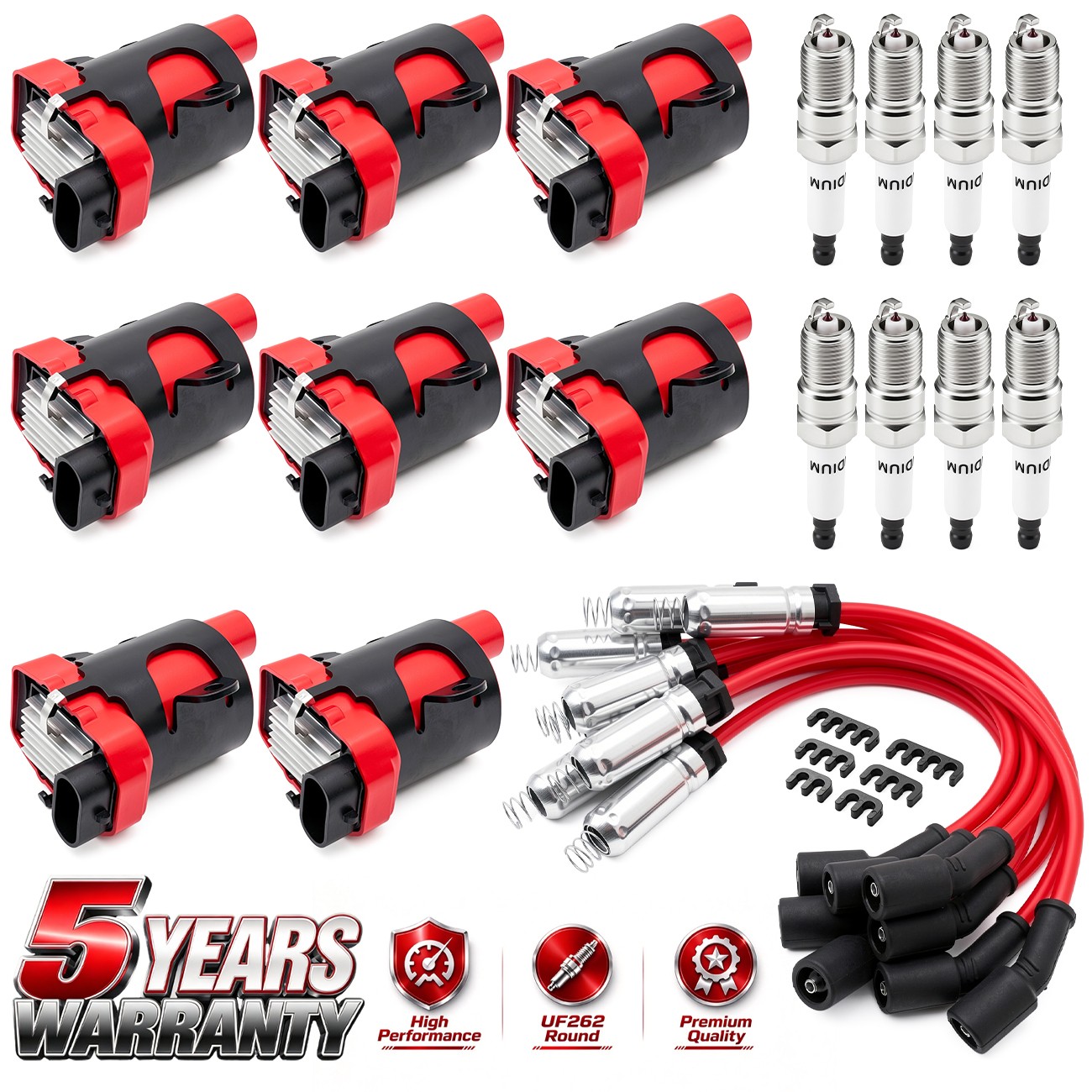 UF262 Tune Up Kit Ignition Coil & Spark Plug & Wire For Chevy GMC 4.8L 5.3L 6.0L