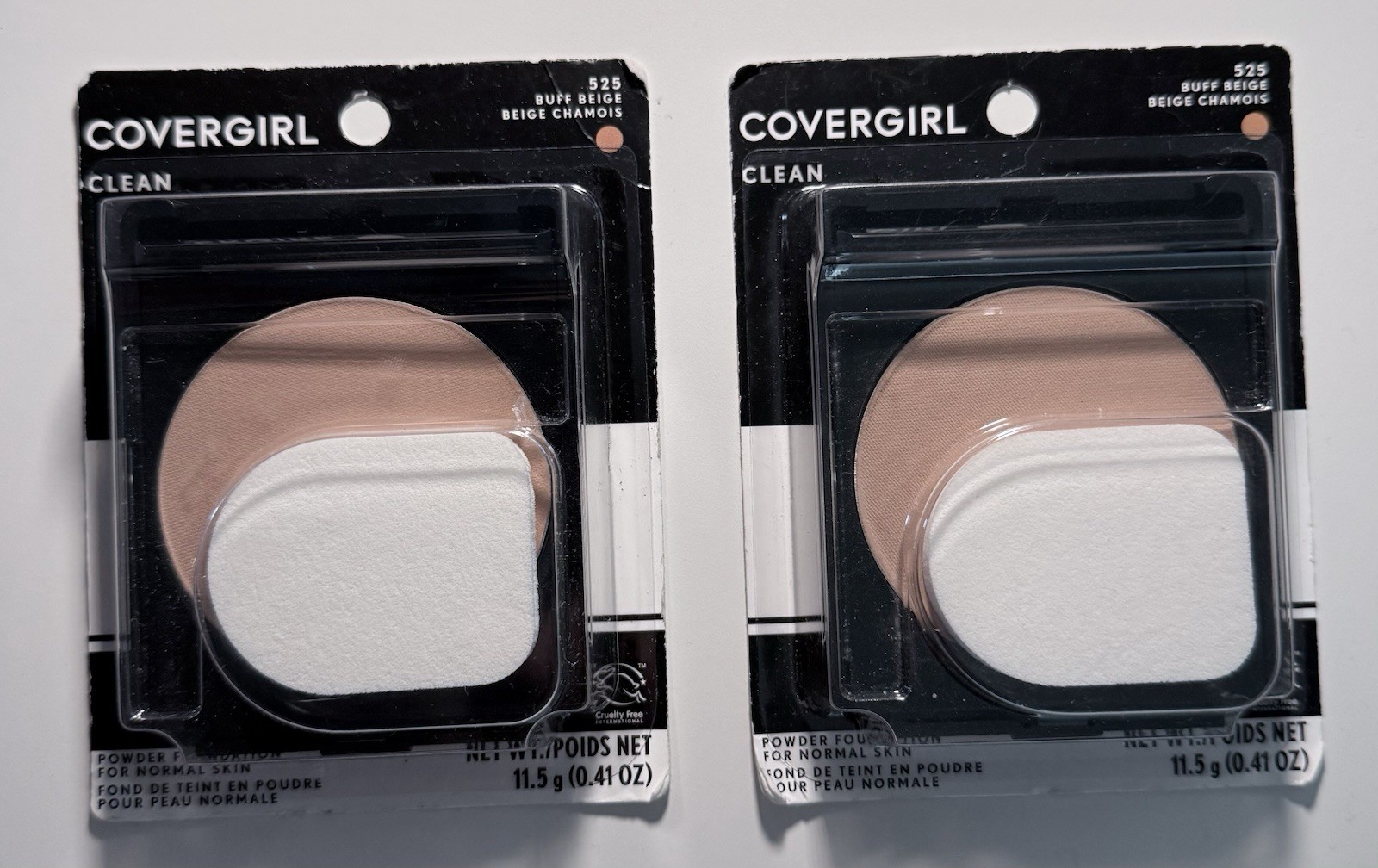 2x - CoverGirl Clean Powder Foundation 525 Buff Beige Normal Skin 0.41oz