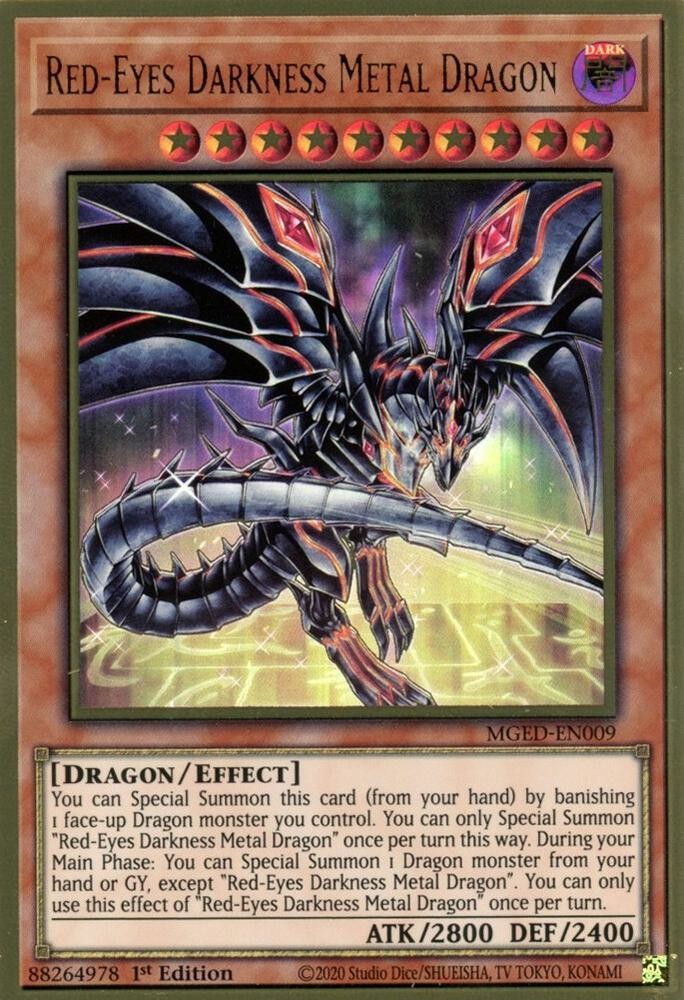 YUGIOH 1x Red-Eyes Darkness Metal Dragon Alternate Premium Gold Rare MGED-EN009 YUGIOH 1x Red-Eyes Darkness Metal Dragon Alternate Premium Gold Rare MGED-EN009