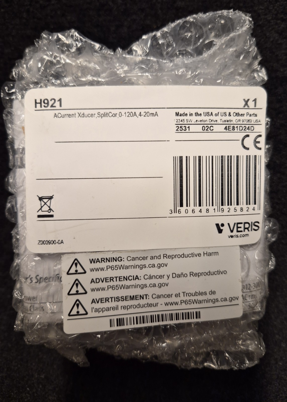 Veris Hawkeye H921 Split Core Current Transducer 4-20mA Output 0-120A Brand New Veris Hawkeye H921 Split Core Current Transducer 4-20mA Output 0-120A Brand New