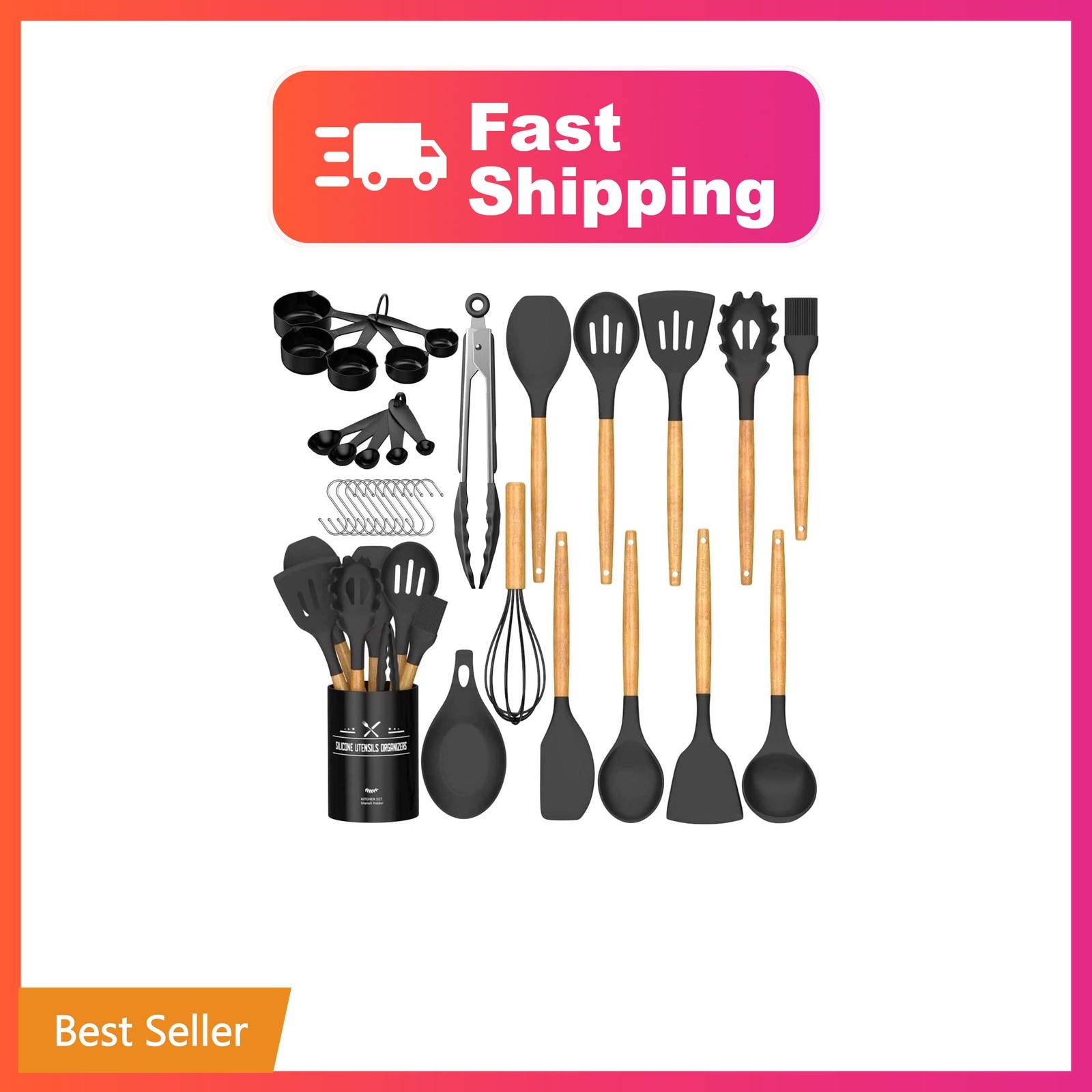Umite Chef Kitchen Cooking Utensils Set, 33 Pcs, Black Umite Chef Kitchen Cooking Utensils Set, 33 Pcs, Black