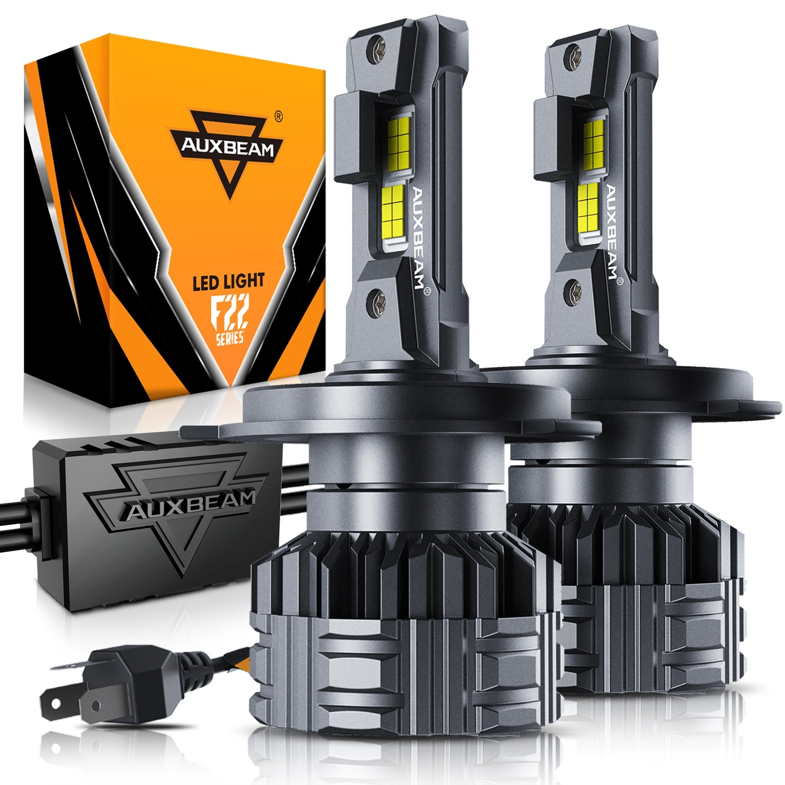 Auxbeam 9003 H4 HB2 LED Headlight Bulbs High Low Canbus 110W 24000LM 6500K White