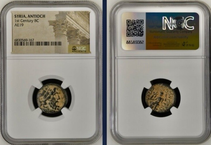Ancient Greek Coin 65BC-38BC NGC Genuine Zeus Greece Under Roman Rule Authentic