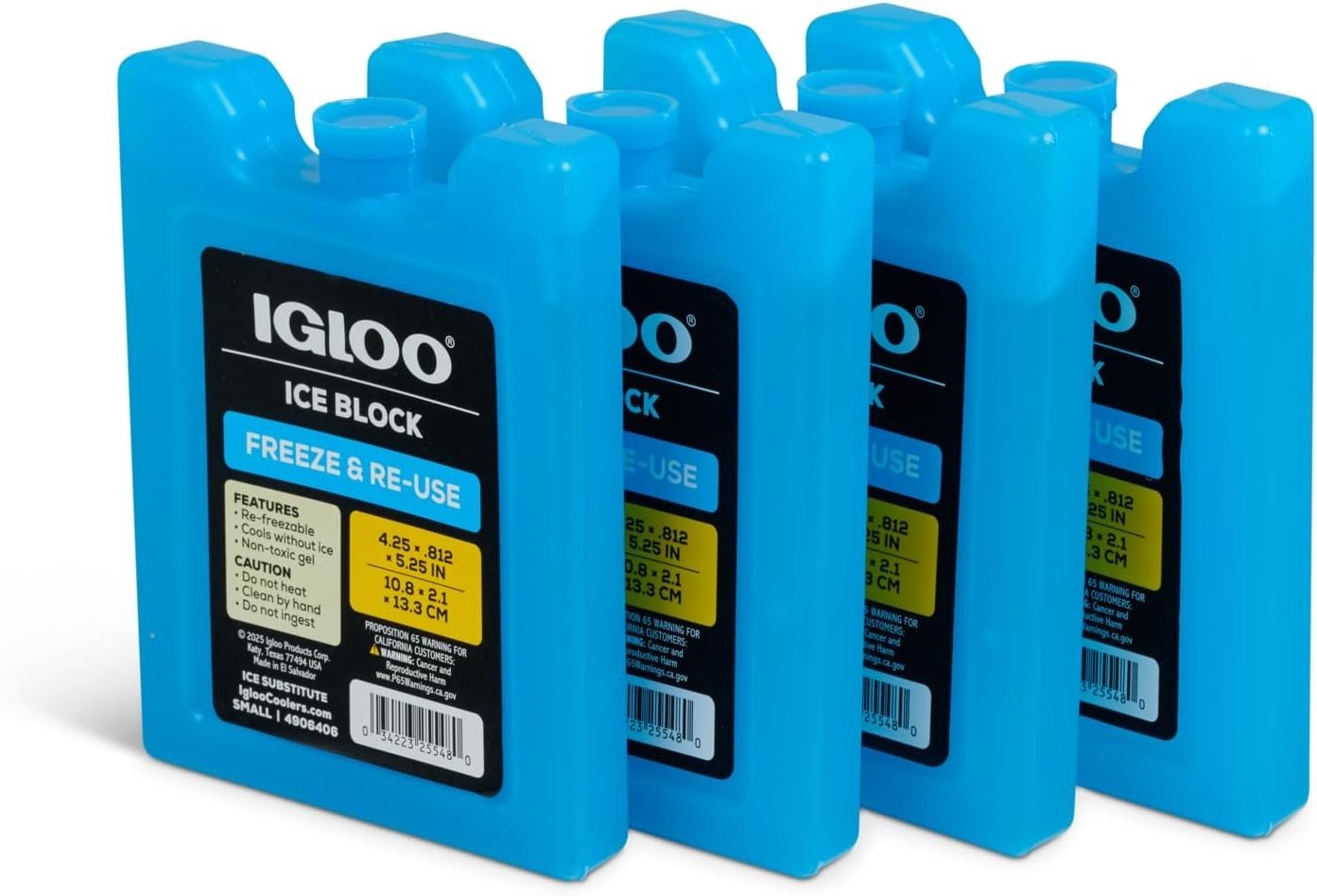 Igloo MaxCold Ice Block 4 Pack Reusable Cooler Ice Packs Small Camping Picnic