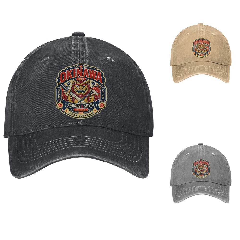 Okinawa Shisa Style Baseball Cap Retro Souvenir Dad Hat Adjustable