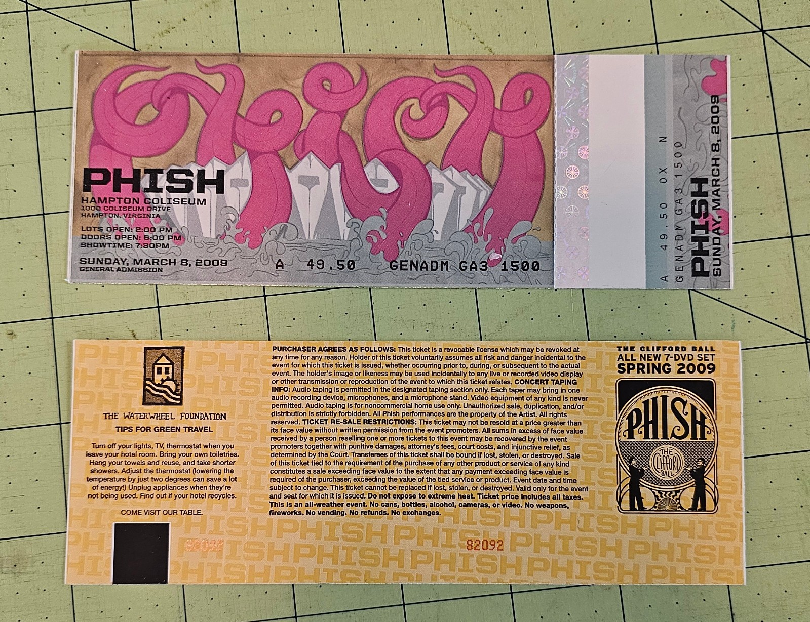 2 Phish 2009 Ticket Blanks Unused 3/8/09 HAMPTON Coliseum  Collectible