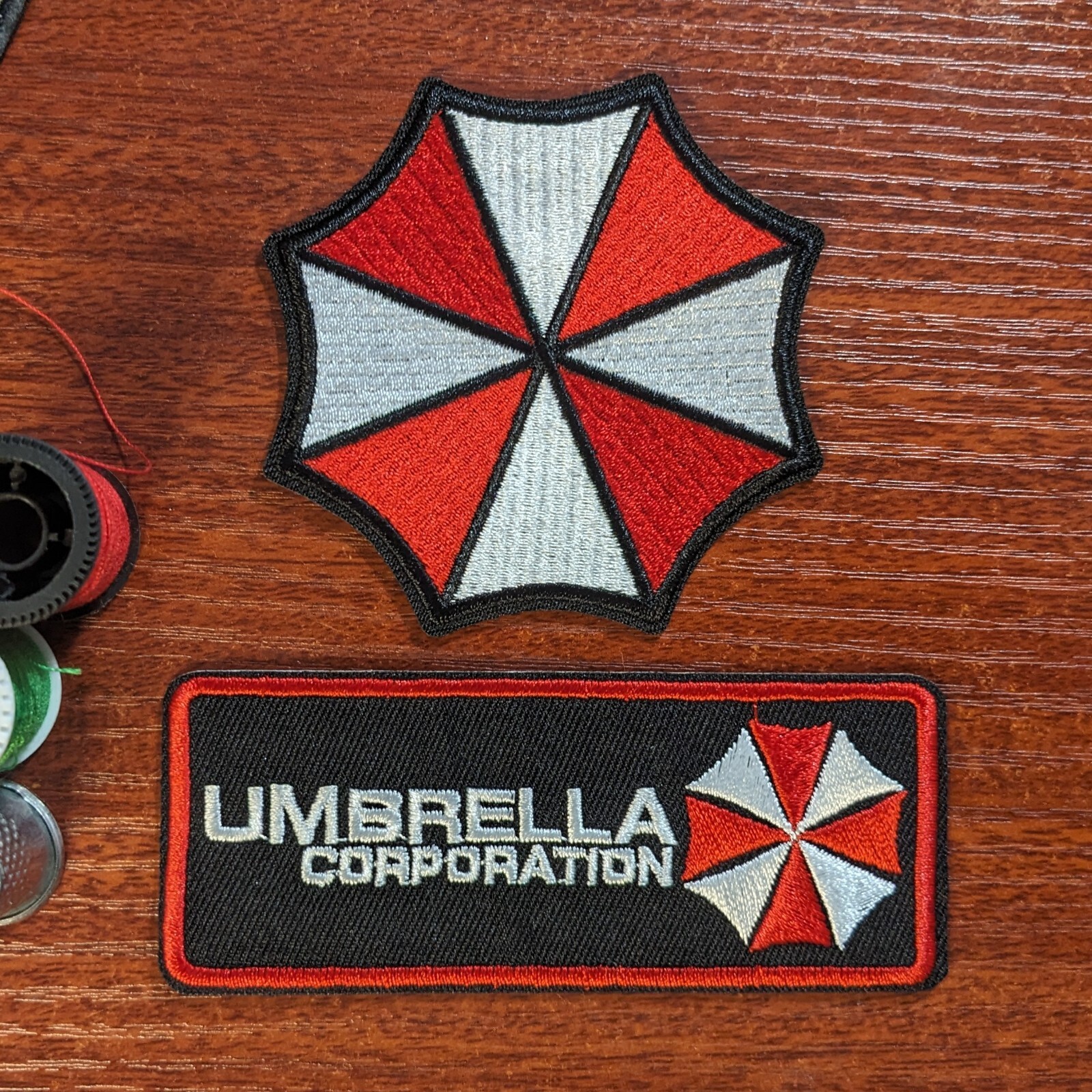 Umbrella Corporation Logo & Badge 2 Patch Set Resident Evil Biohazard Iron On