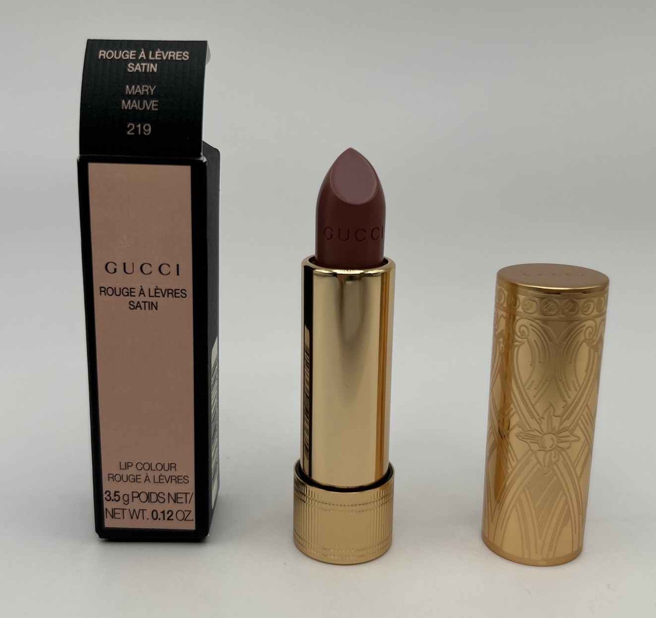 GUCCI Rouge A Levres Satin Mary Mauve 219 Lipstick Lip Colour 0.12 oz New W/BOX