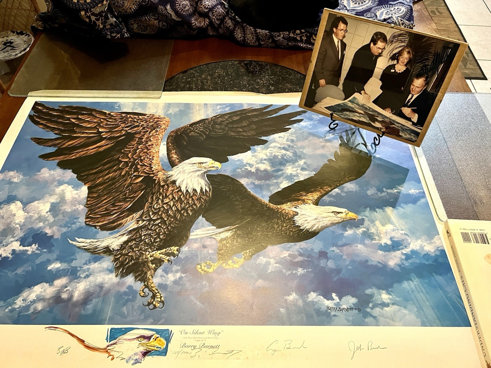Barry Barnett On Silent Wing 1992 Bald Eagles Signed President George Bush Jeb