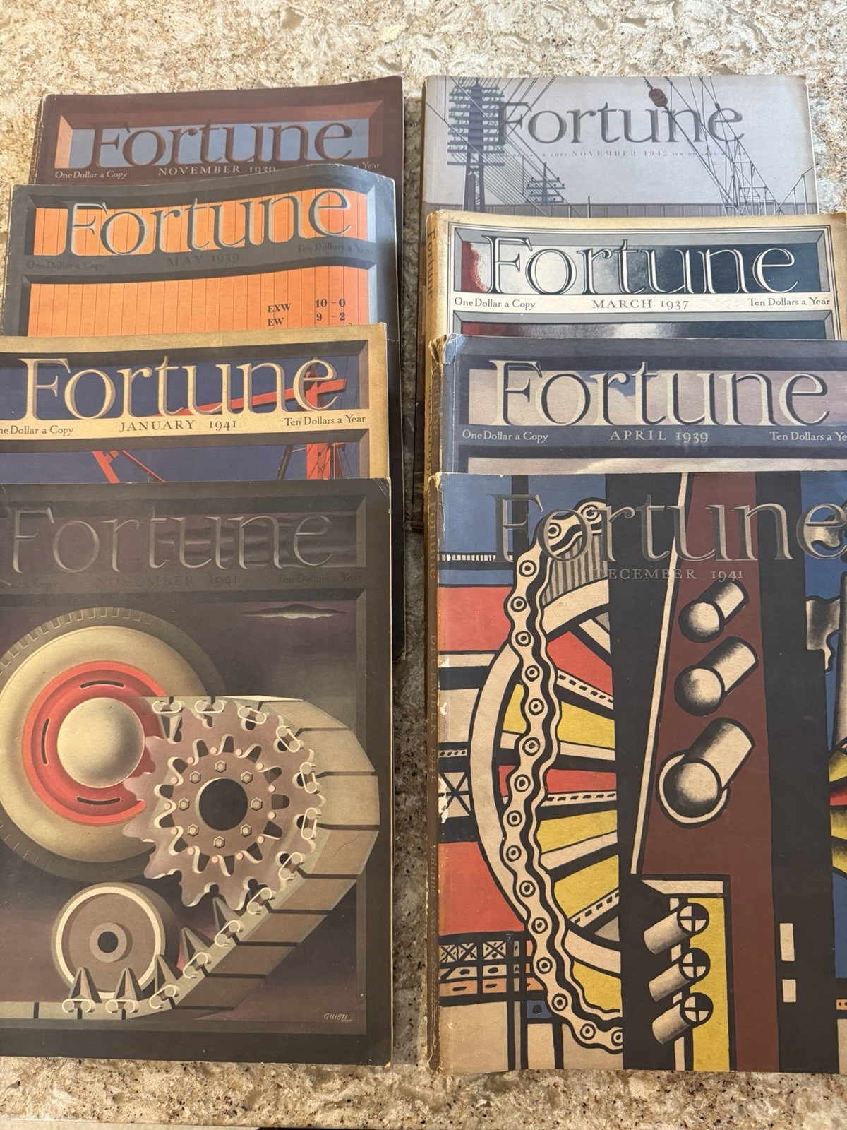 Vintage FORTUNE Magazines 1937-1942 8 Issues Art Deco WWII Advertising Artwork