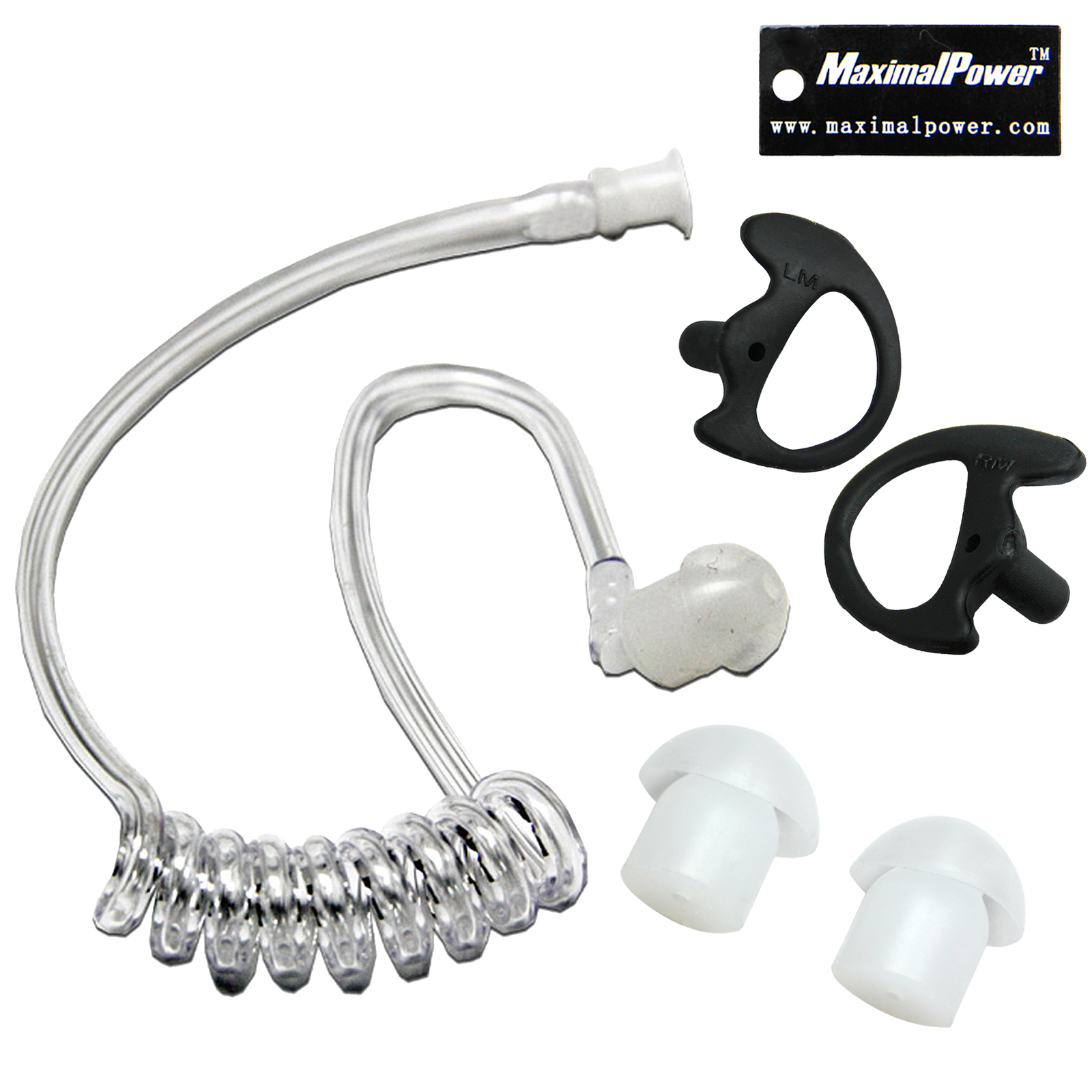 MaximalPower 2-Wire Headset for Motorola radio w/ Earmold/Eartip/Earpiece Parts