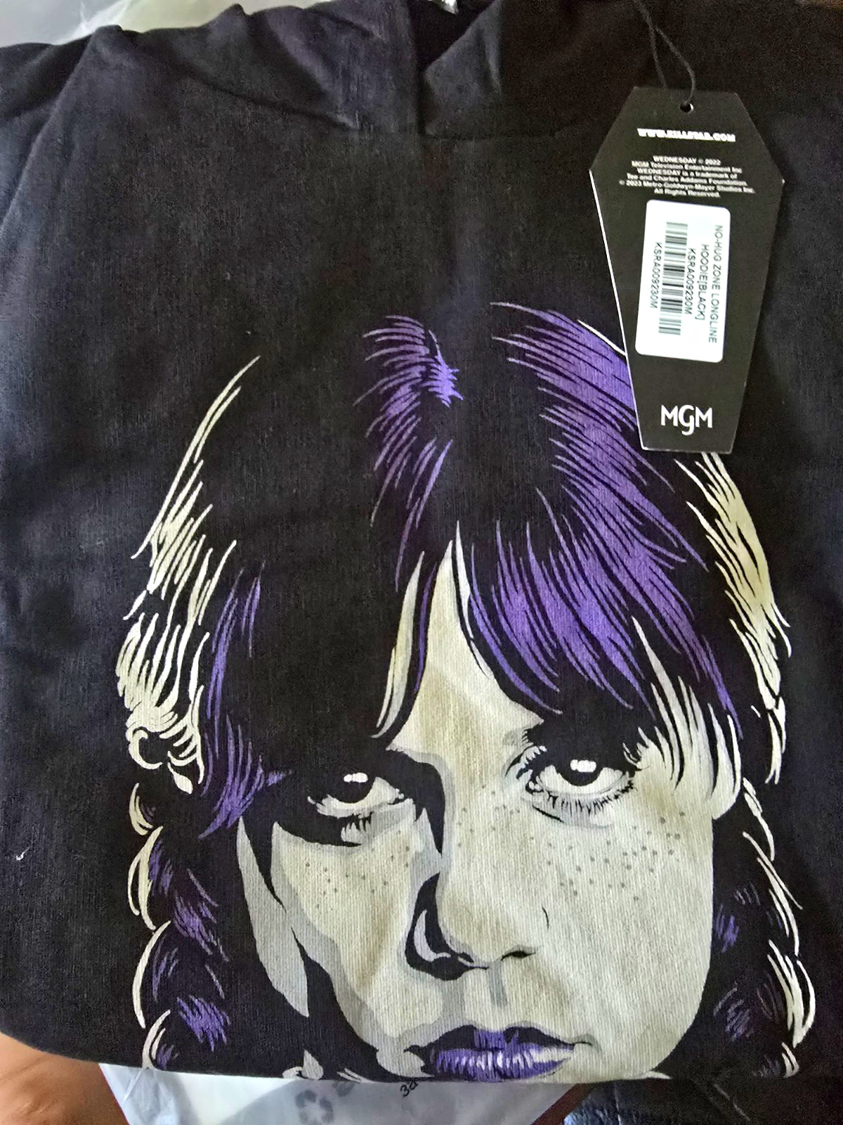 Killstar Wednesday No Hug Zone Black Graphic Pullover Hoodie Size M
