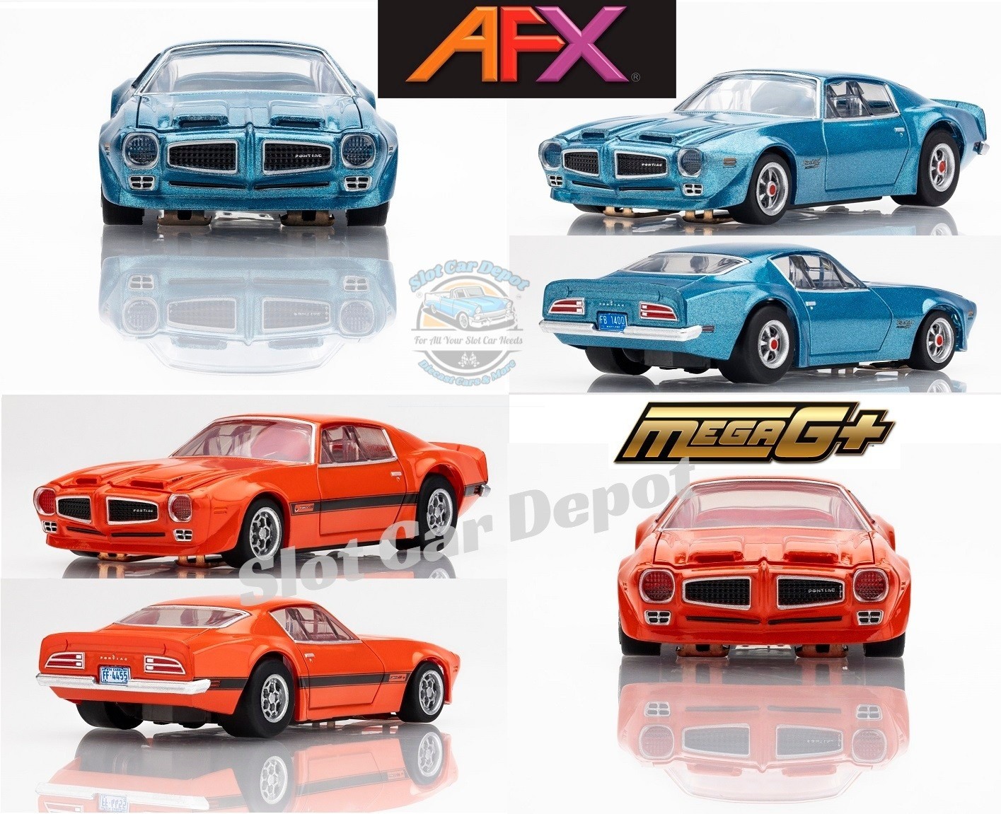 2 New AFX Pontiac Firebird Formula 400's HO Slot Car Mega G+ 22123, 22124