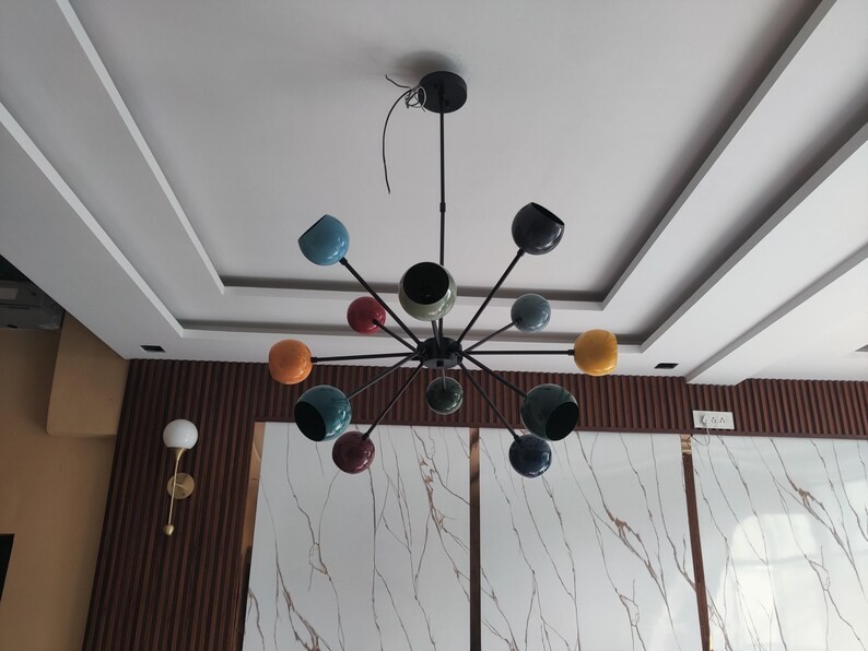 Multi-Color Sputnik Chandelier Mid Century Modern Stilnovo Pendant Light