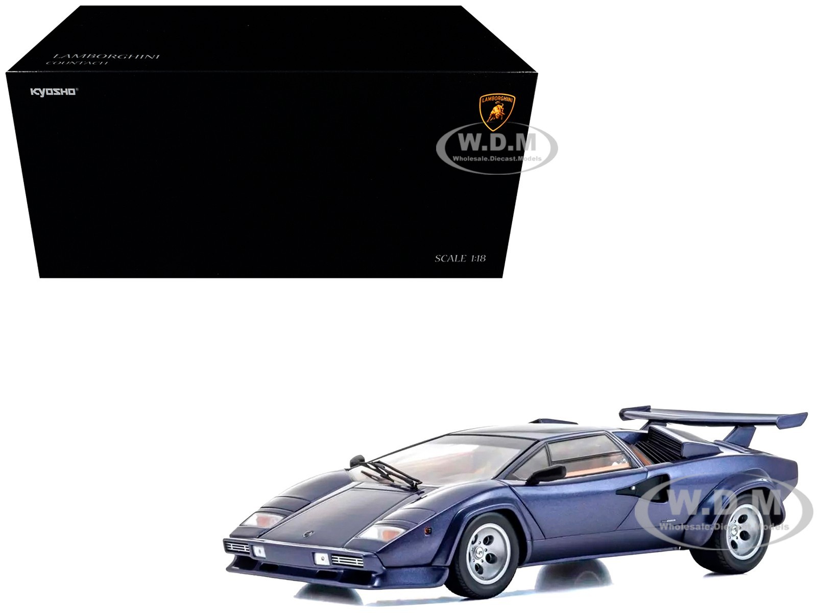 LAMBORGHINI COUNTACH LP 5000 QUATTROVALVOLE DARK BLUE 1/18 BY KYOSHO 08320 DBL