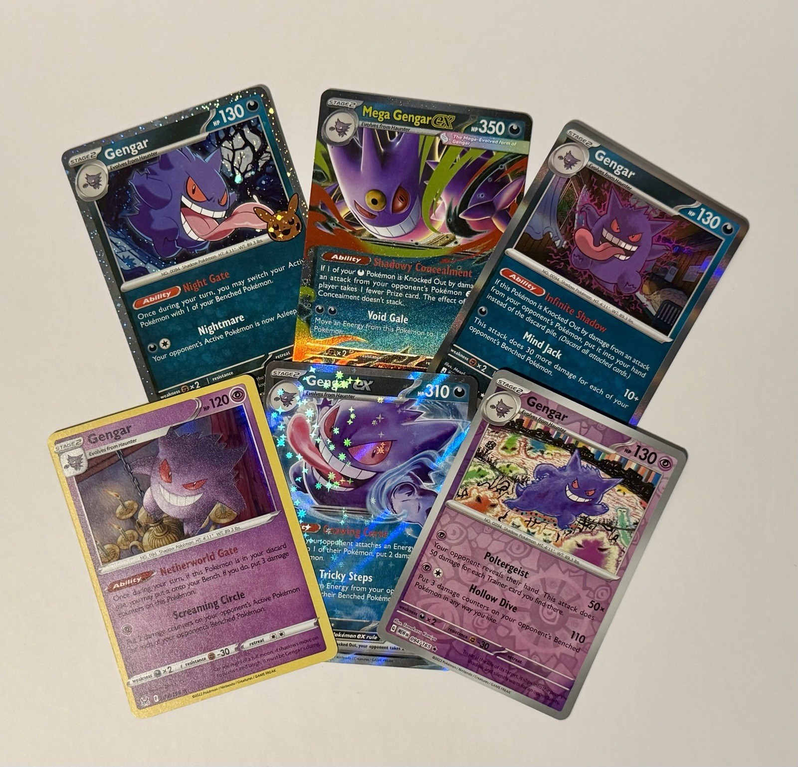 Gengar 6 Card Lot NM – Cosmos Holo SWIRL + 094 Reverse Holo + Mega Gengar ex