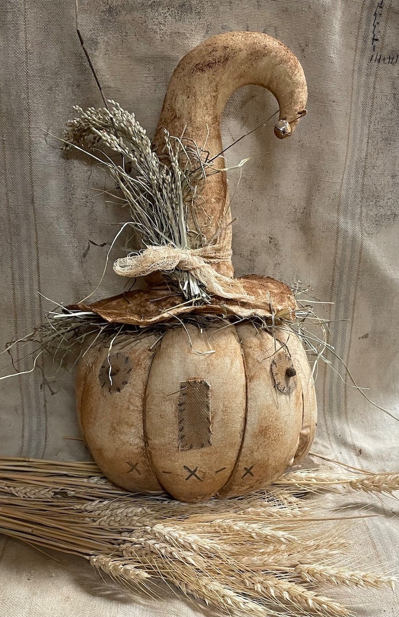 Primitive Fall Halloween Pumpkin Scarecrow Sitter 15x10 Primitive Fall Halloween Pumpkin Scarecrow Sitter 15x10