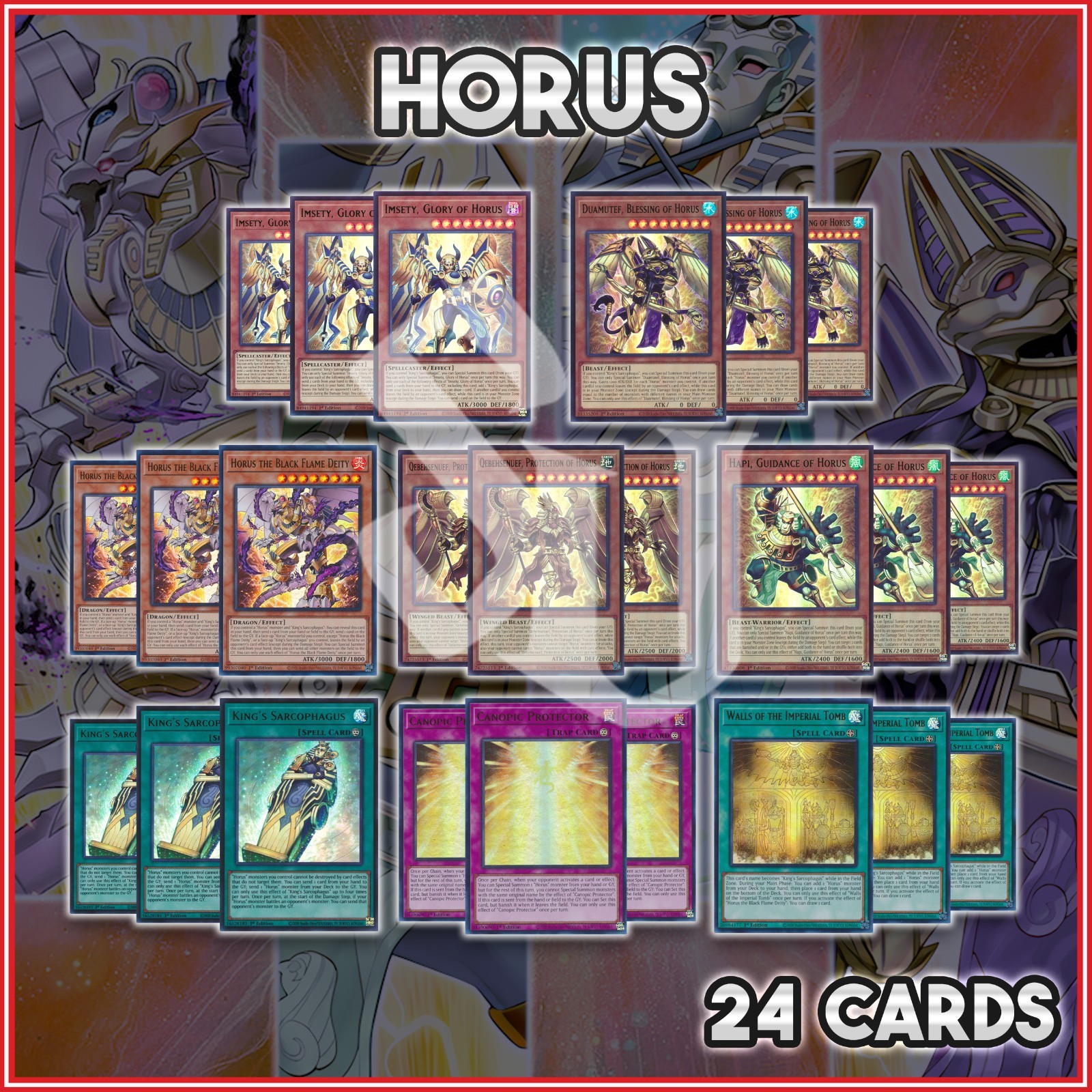 HORUS STARTER DECK 24 | Canopic Duamutef Hapi Imsety Sarcophagus Tomb YuGiOh