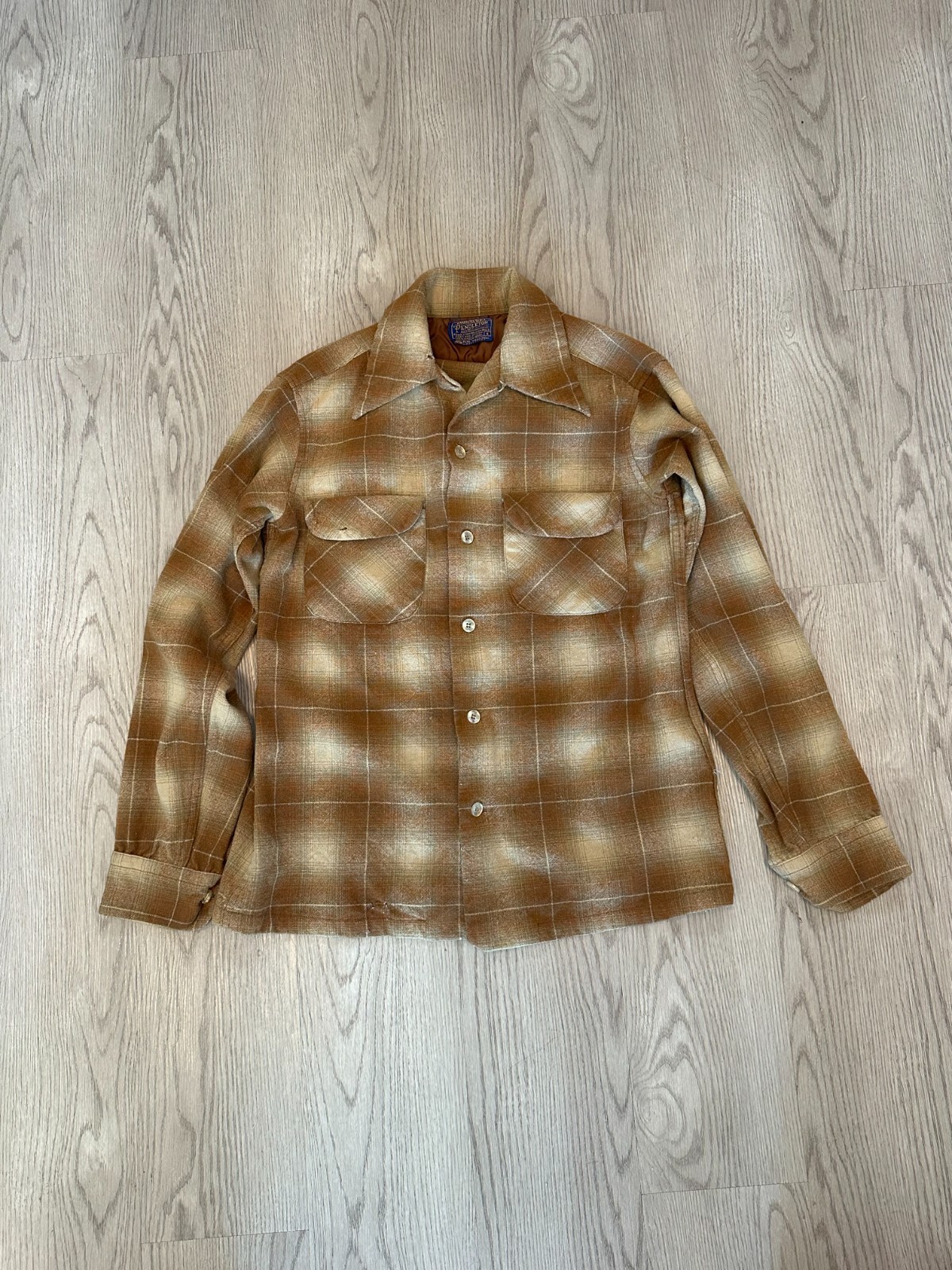 Vintage 60s Pendleton Brown Shadow Plaid Button-up Shirt Vintage 60s Pendleton Brown Shadow Plaid Button-up Shirt