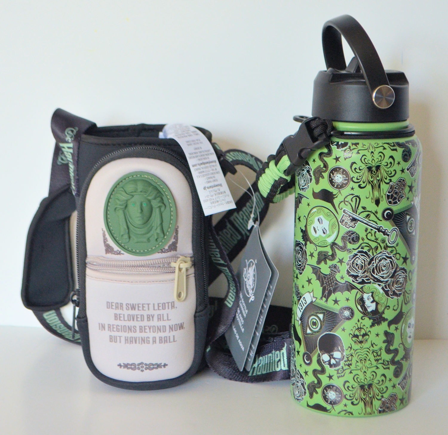 Disney Parks Haunted Mansion Metal Tumbler Water Bottle with Carrier 32oz New