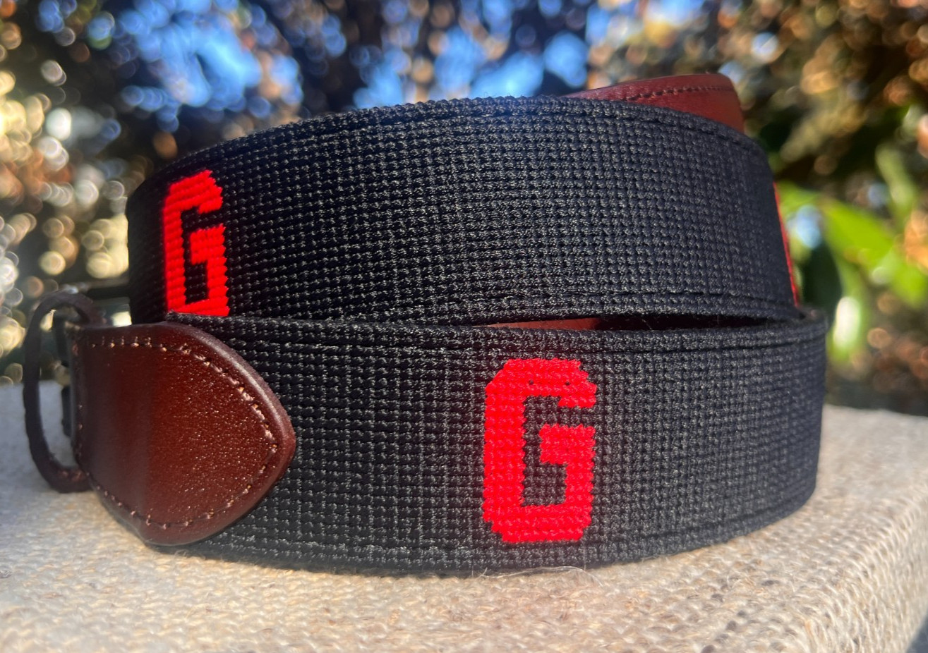 UGA Needlepoint Belt - Georgia Bulldogs - Red and Black