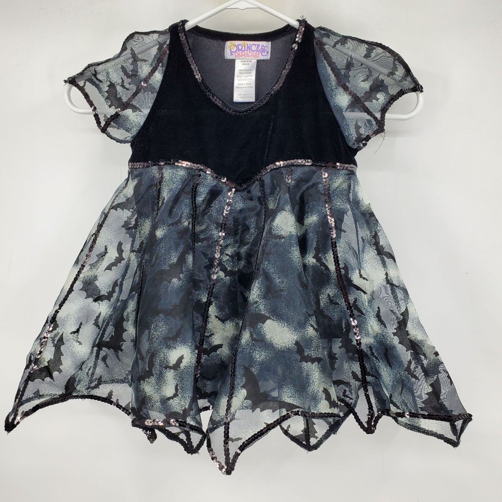 Vintage Princess Paradise Embroidered Bat Cob Web Spooky Halloween Dress Med 8